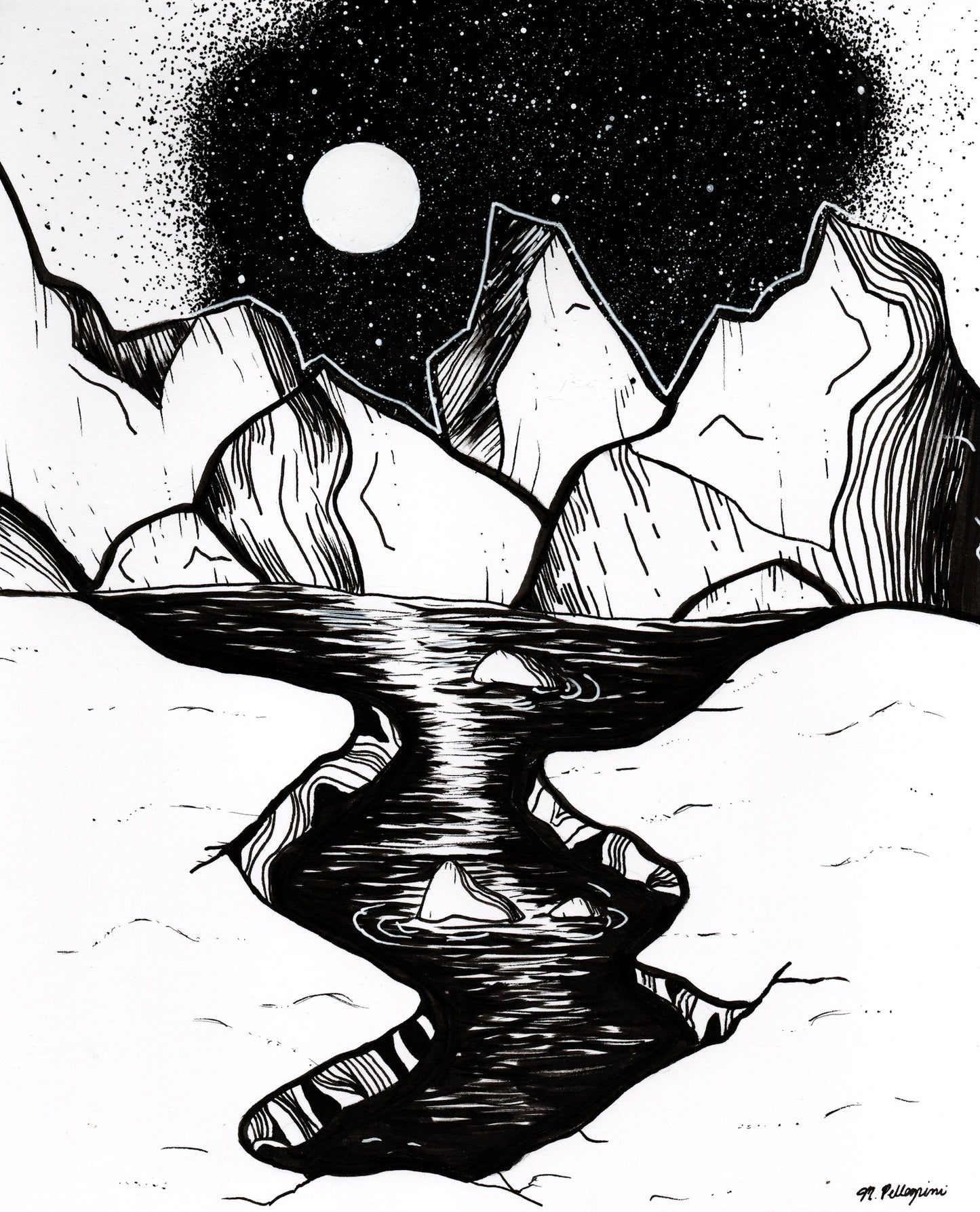 Arctic (Inktober Day 19 Prompt) - 8x10 Ink Painting - SOLD