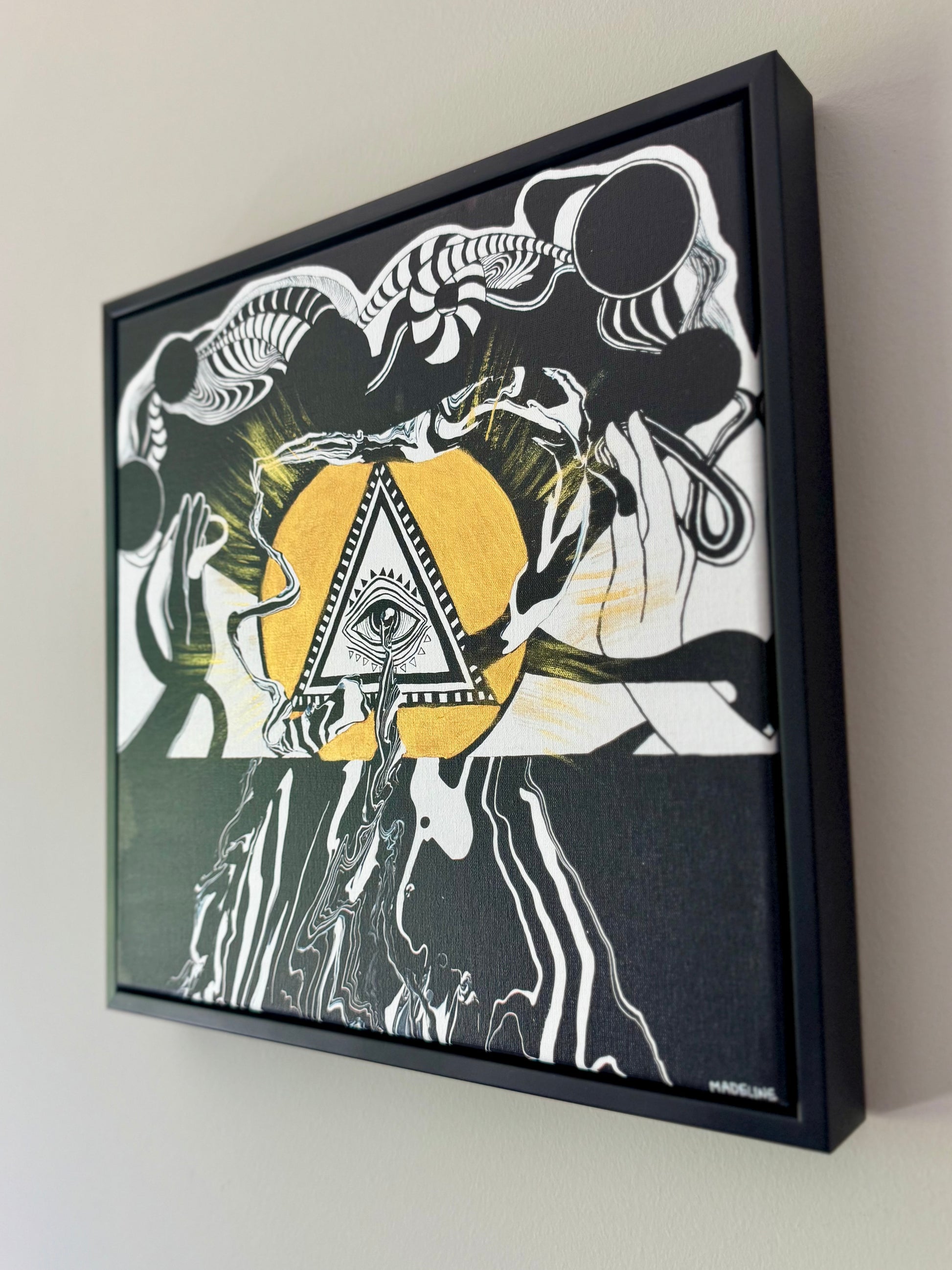 Eye of Creation - Framed Hand-Embellished Canvas Print 12x12 (XAOS)