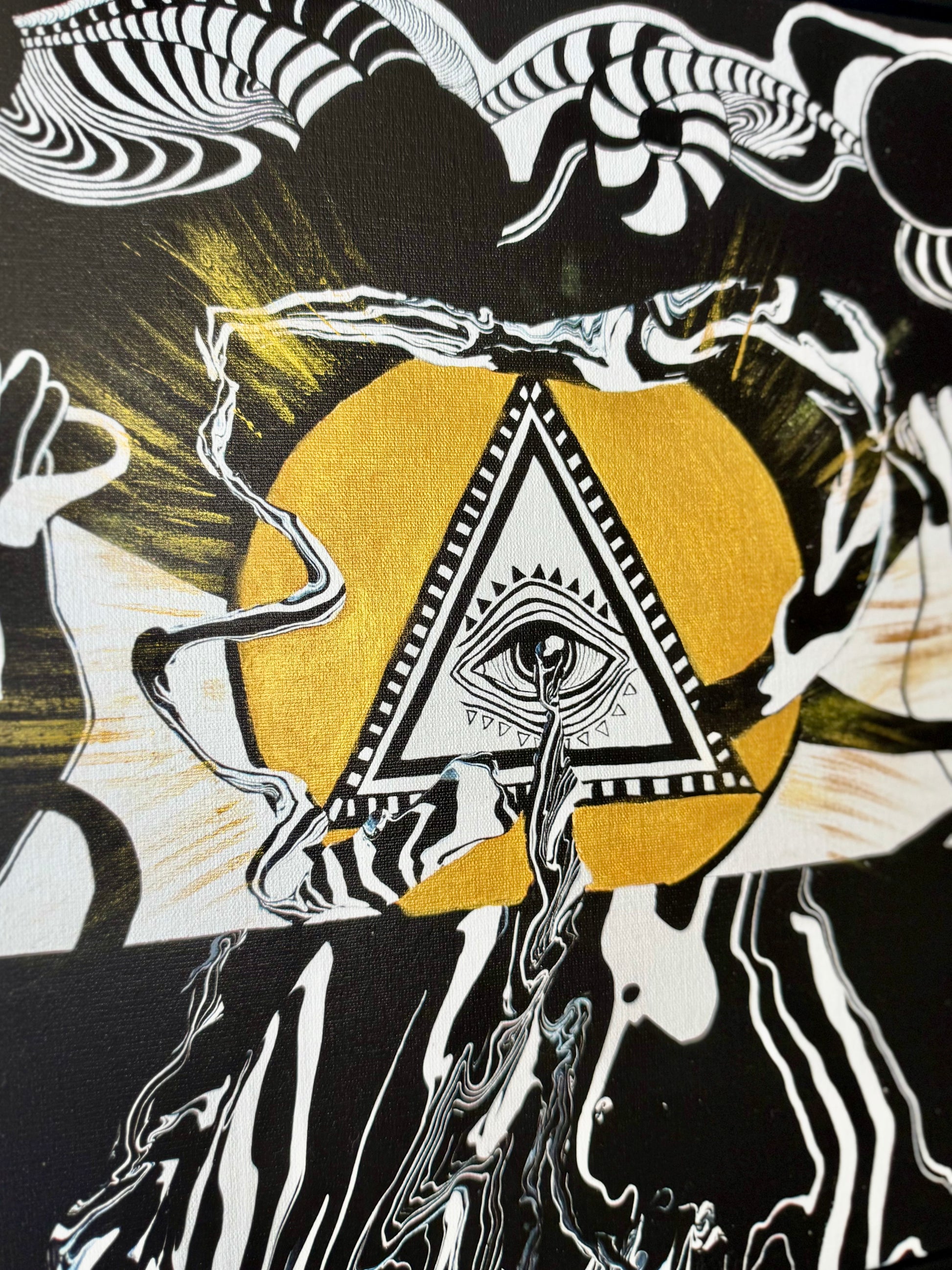 Eye of Creation - Framed Hand-Embellished Canvas Print 12x12 (XAOS)