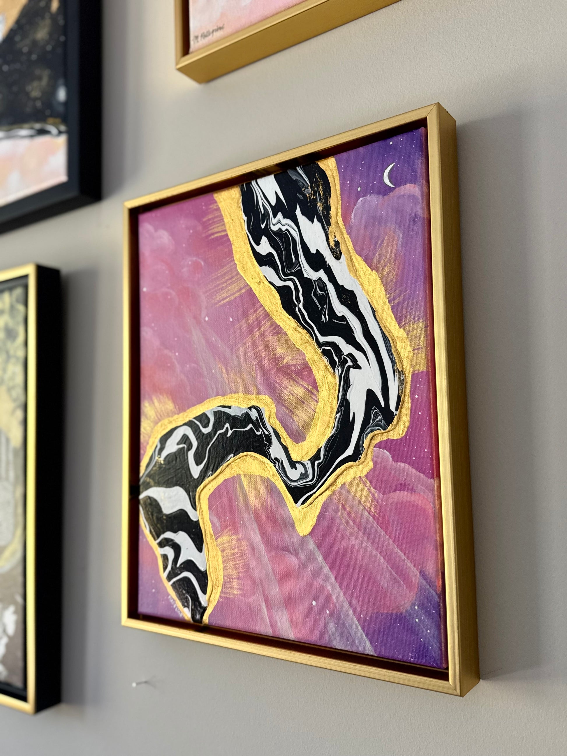 Pink Dreamscape - Original Framed Canvas Painting (XAOS)