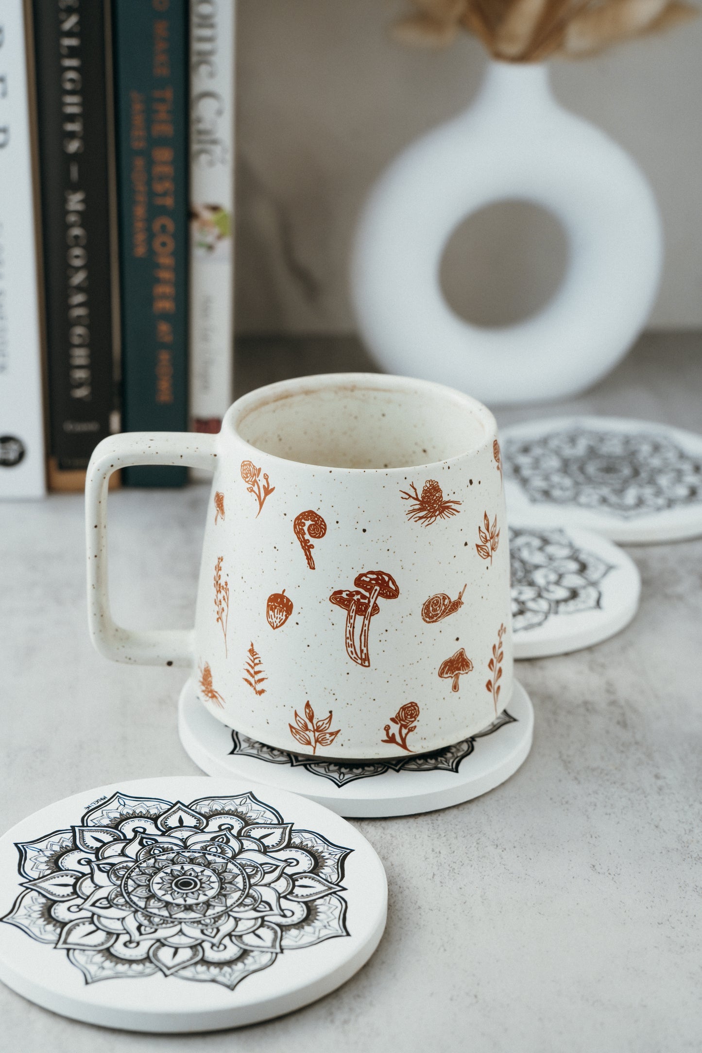 Peaceful Petals Ceramic Coaster Set of 4