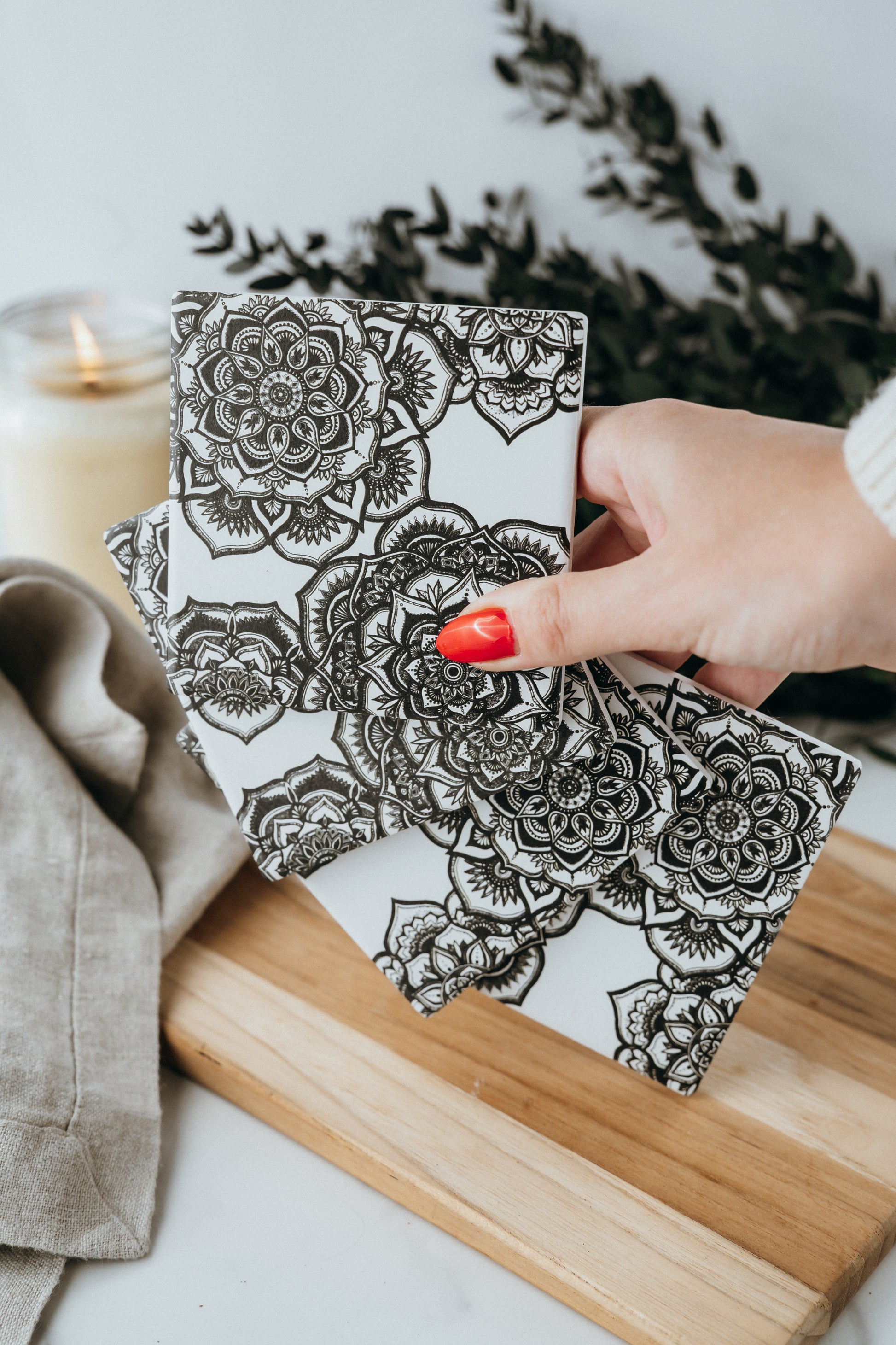 Ceramic Coaster Set - Floral Fascination (XAOS)