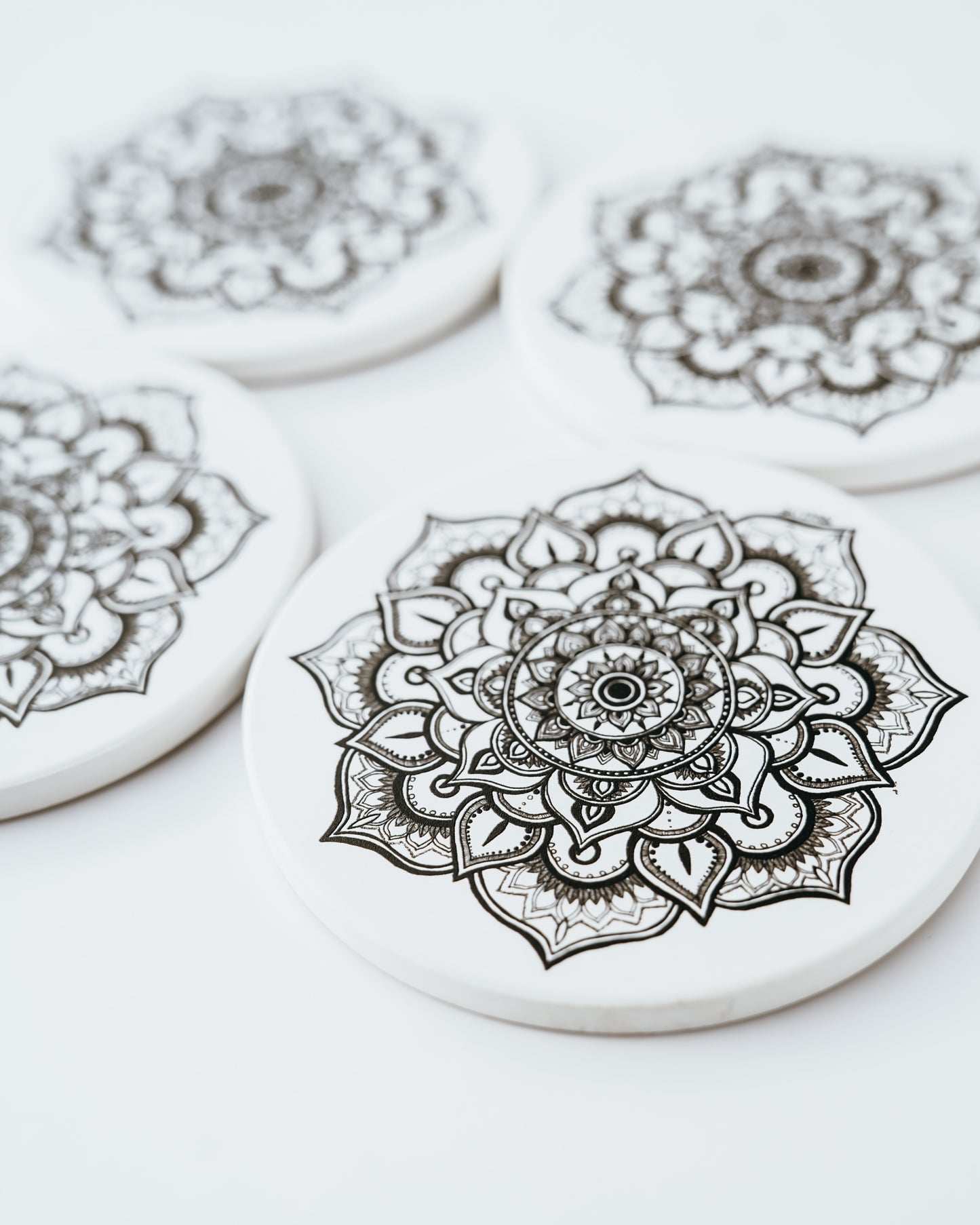 Ceramic Coasters, Set of 4 - Peaceful Petals