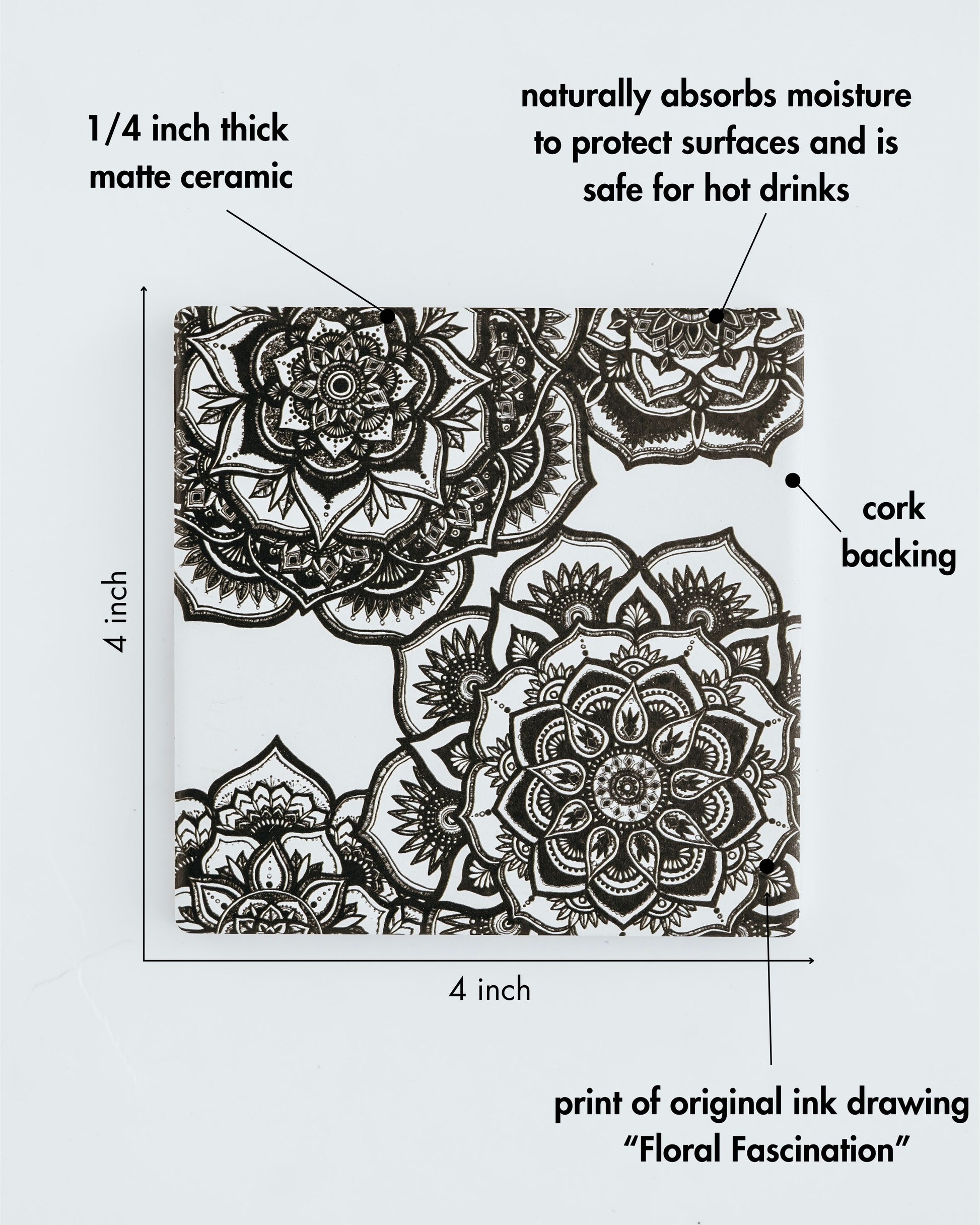 Ceramic Coaster Set - Floral Fascination (XAOS)