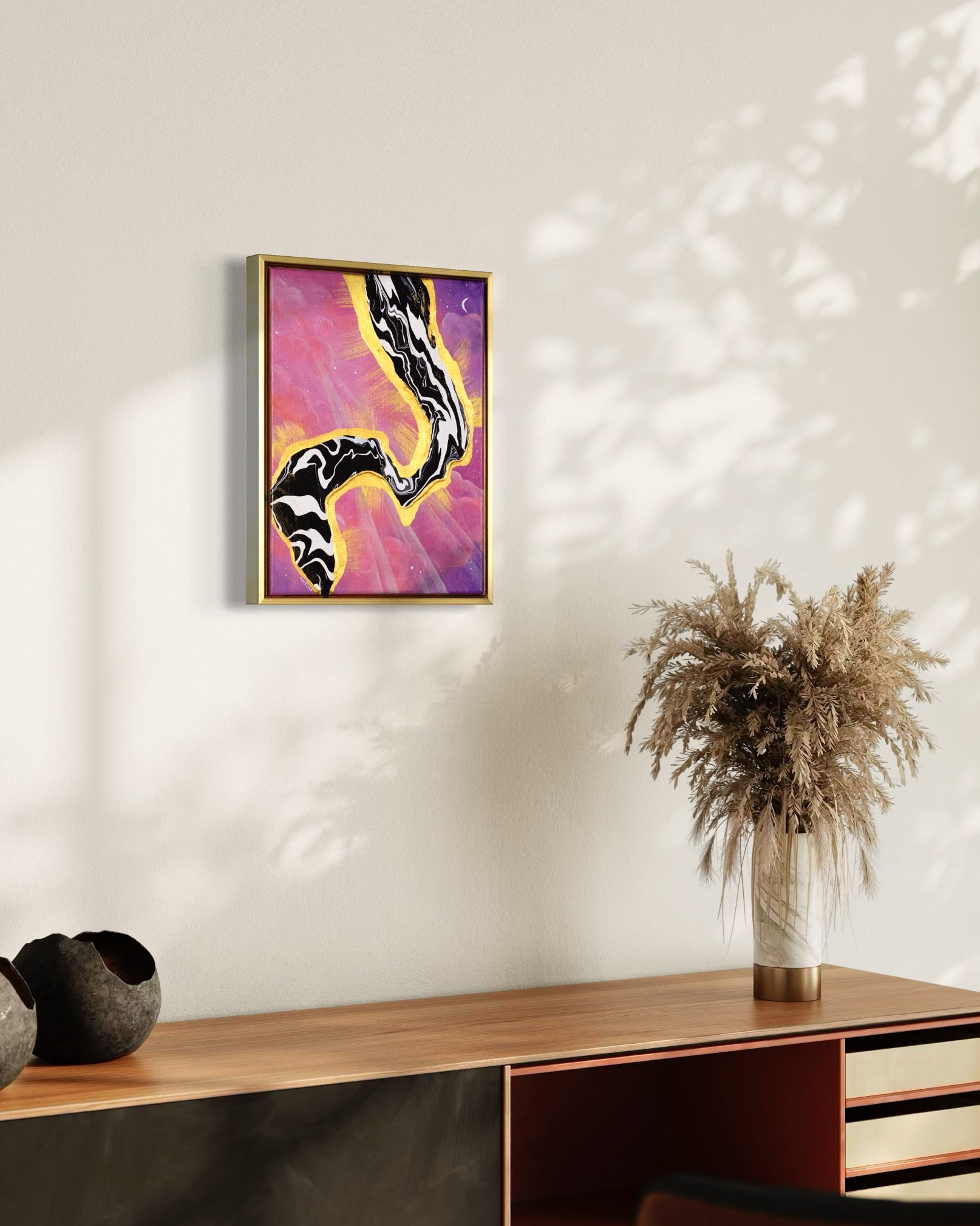 Pink Dreamscape - Original Framed Canvas Painting (XAOS)