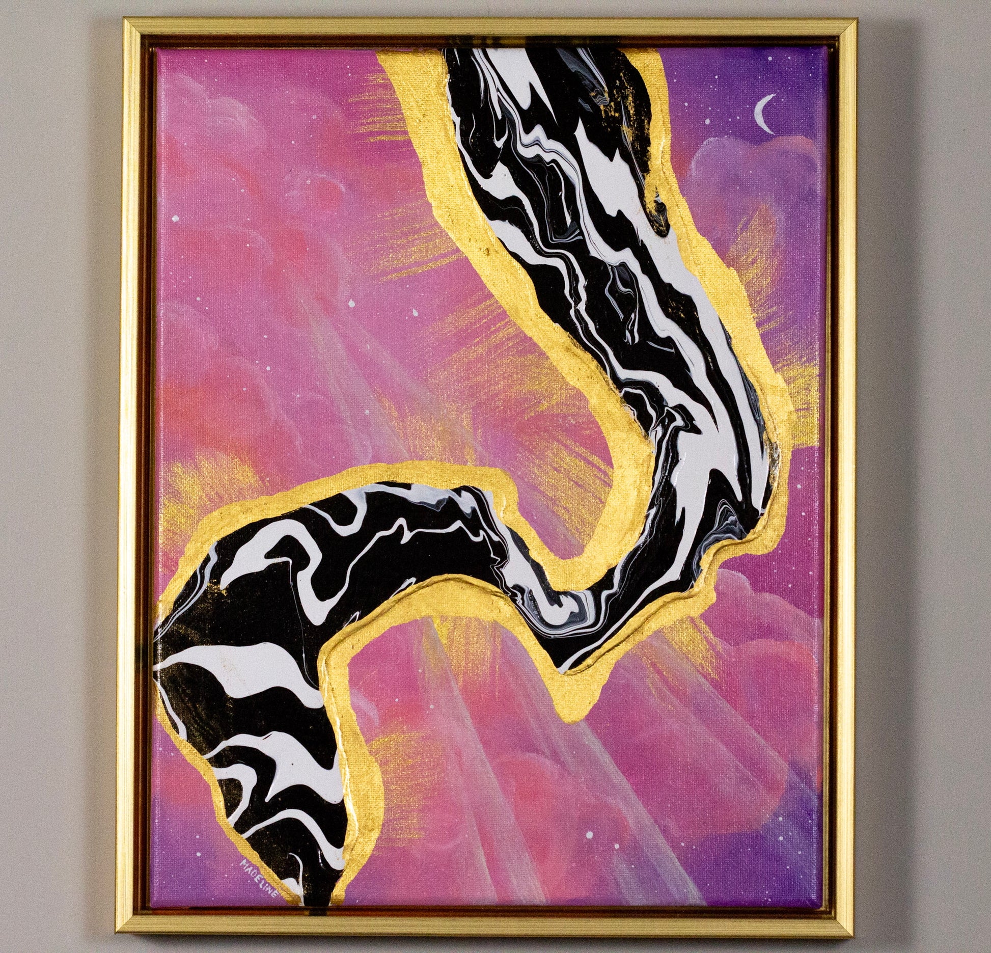 Pink Dreamscape - Original Framed Canvas Painting (XAOS)