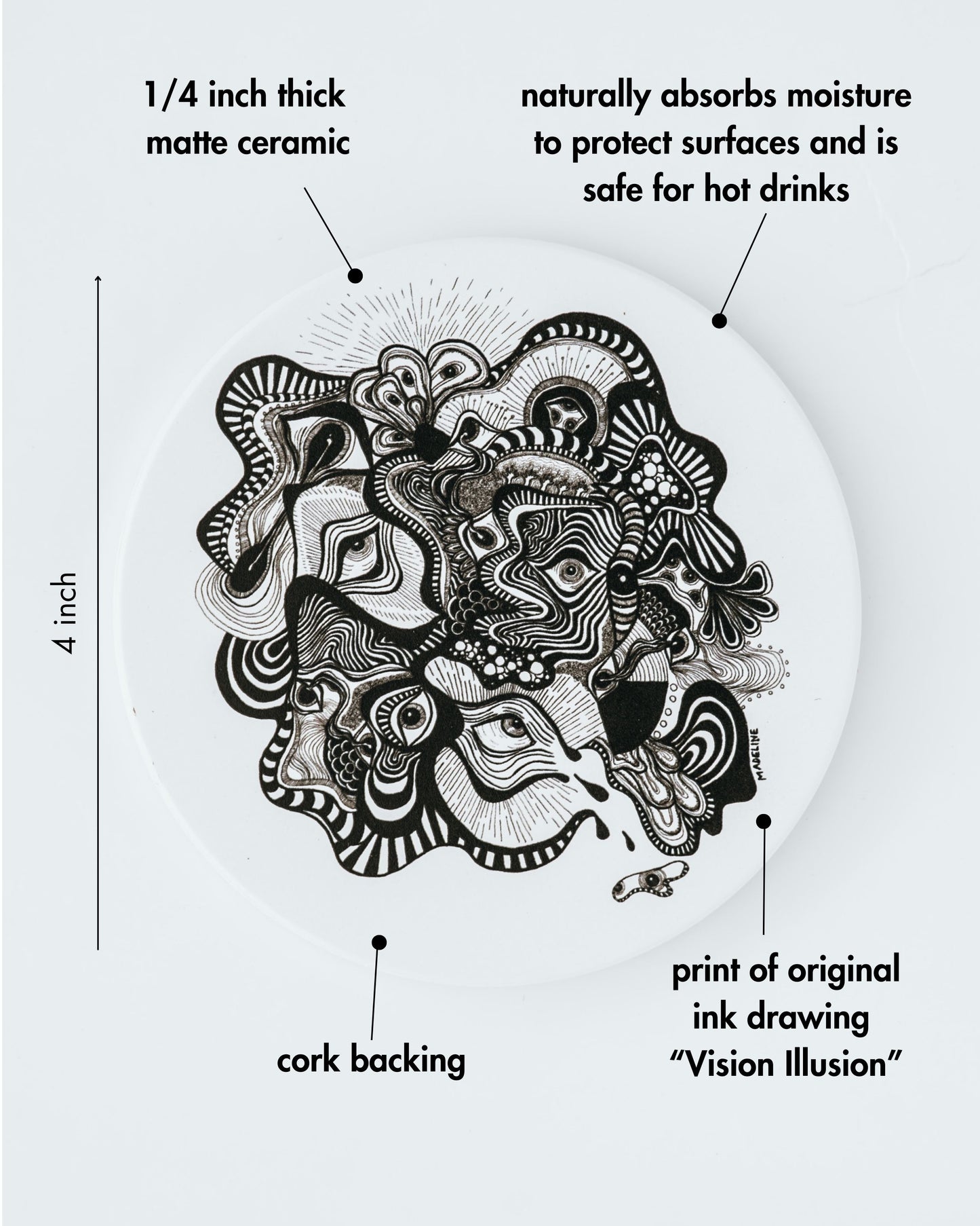 Vision Illusion Ceramic Coaster Set of 4
