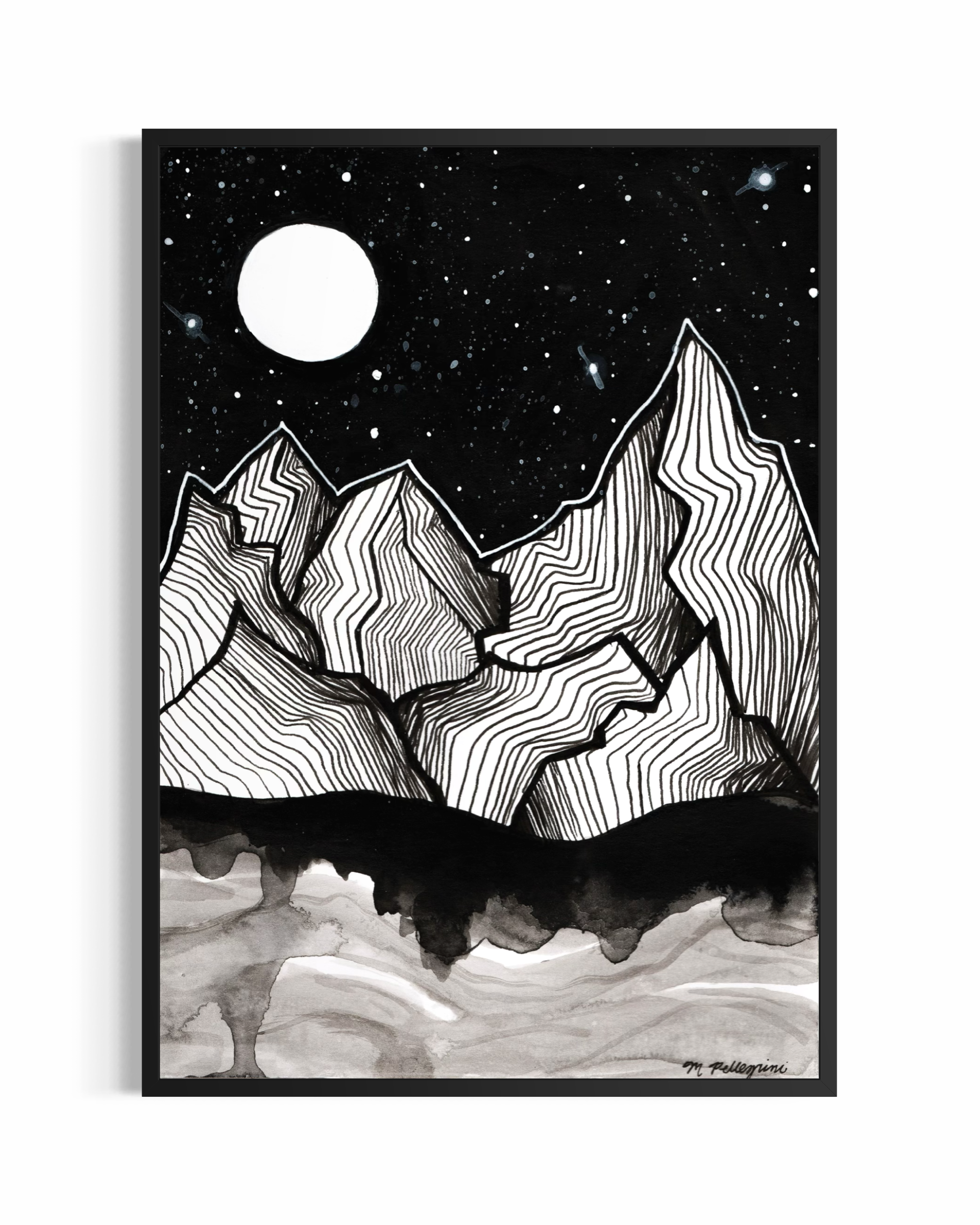 Black, White, & Gold Illustration Prints
