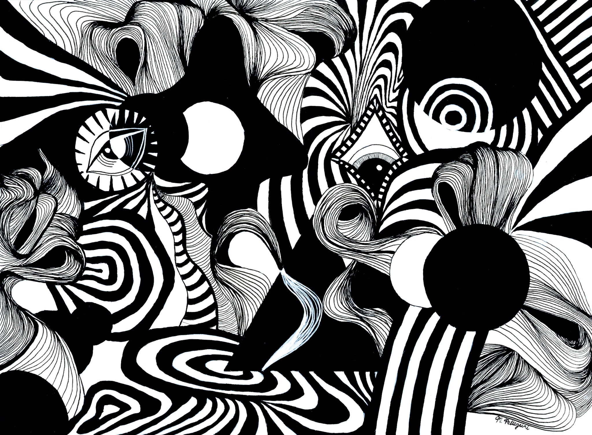 Black, White, & Gold Illustration