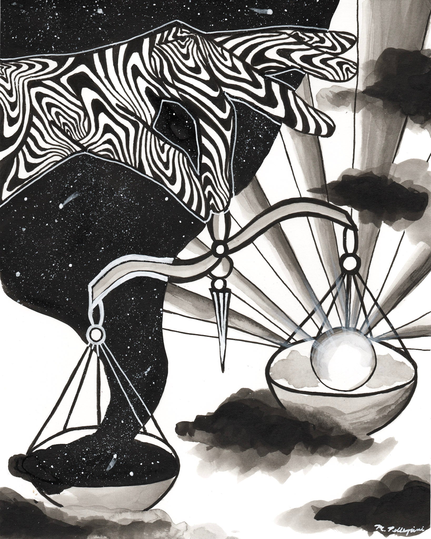 Heavy (Day 9 Prompt) - 8x10 Ink Painting