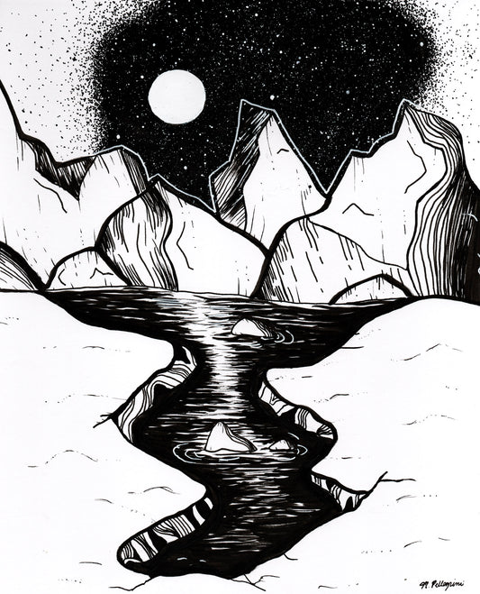 Arctic (Inktober Day 19 Prompt) - 8x10 Ink Painting - SOLD