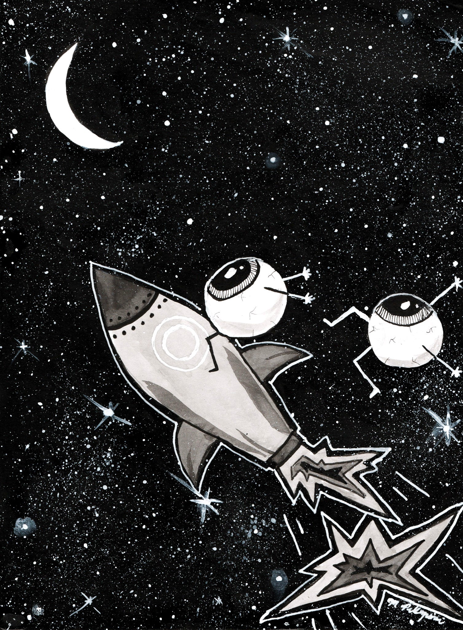 Blast (Inktober Day 21 Prompt) - 5x7 Ink Painting