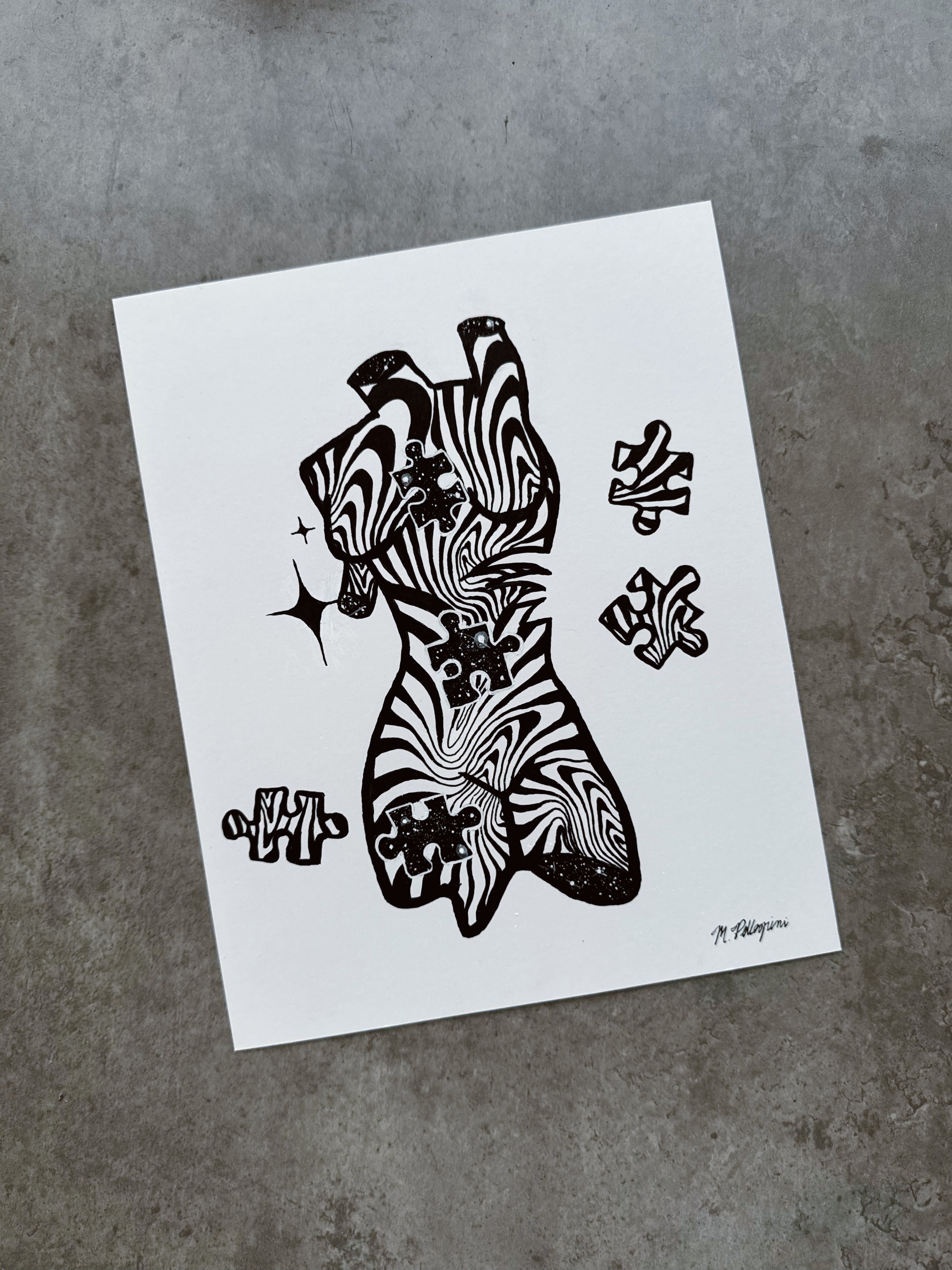 Puzzling (Inktober Day 26 Prompt) - 8x10 Ink Painting - SOLD