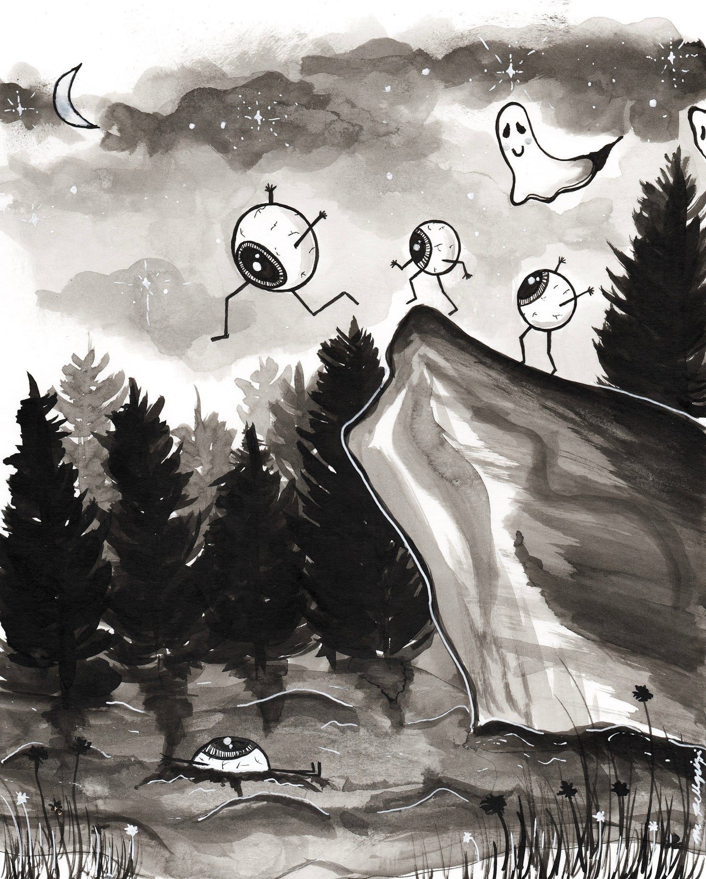 Reckless (Inktober Day 8 Prompt) - 8x10 Ink Painting - SOLD