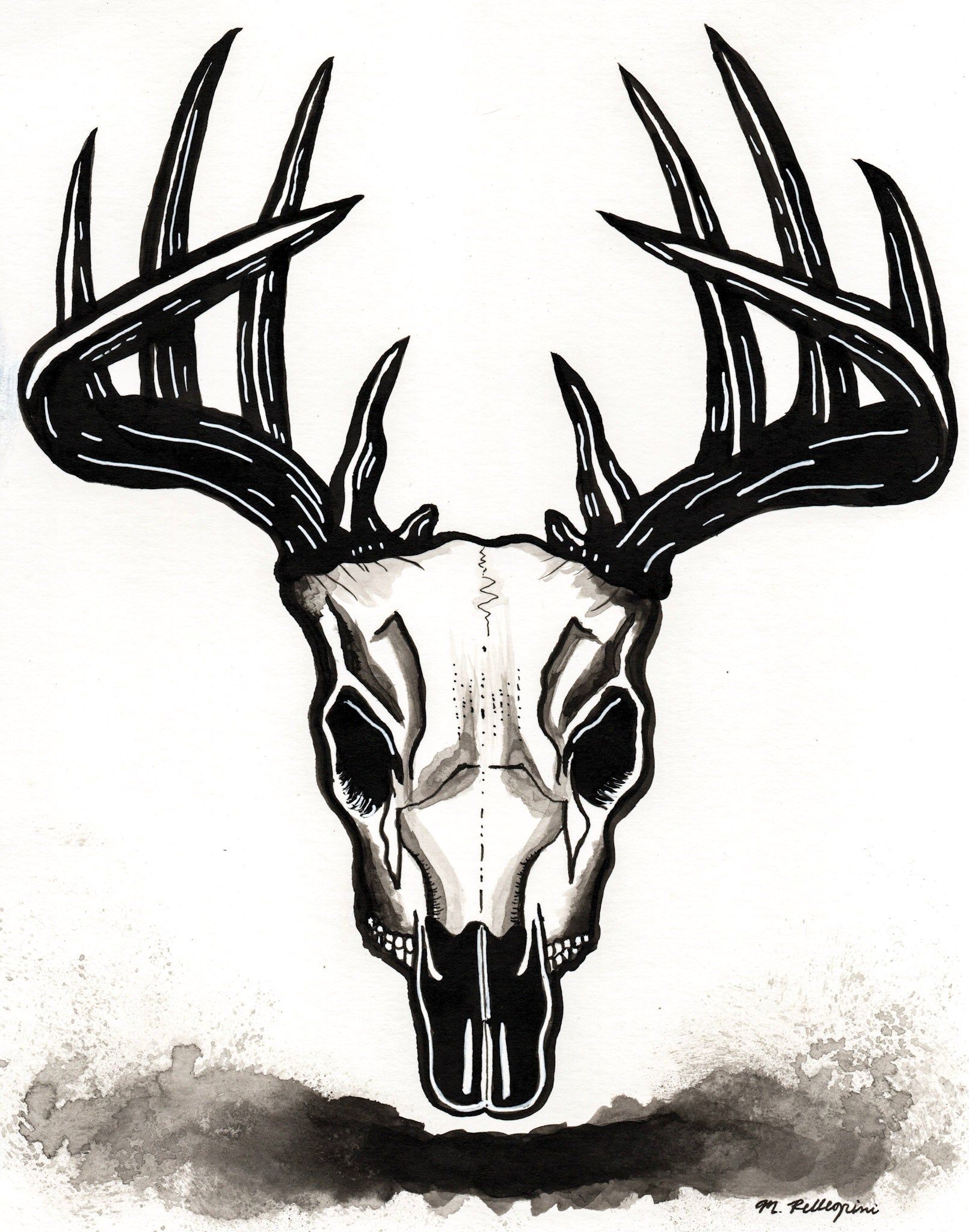 Deer (Day 5 Prompt) - 8x10 Ink Painting - SOLD