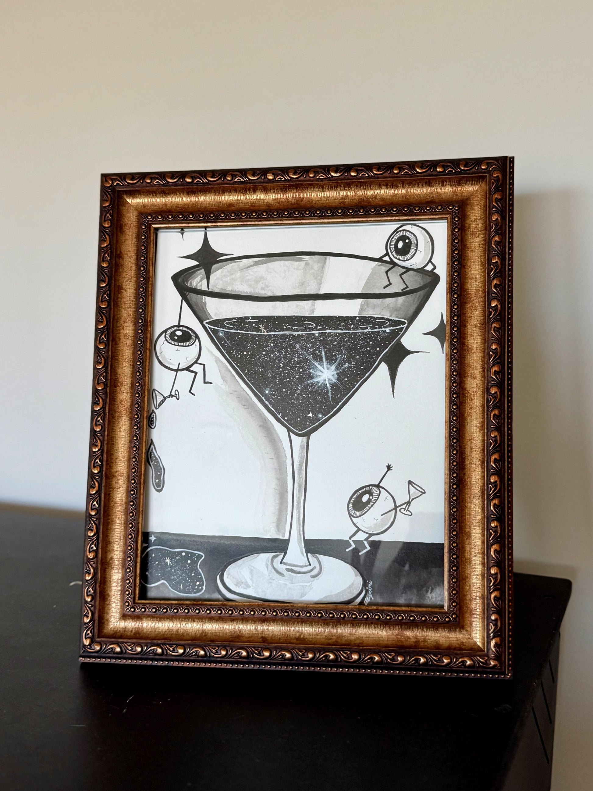 Drink (Inktober Day 13 Prompt) - Framed 8x10 Ink Painting - SOLD