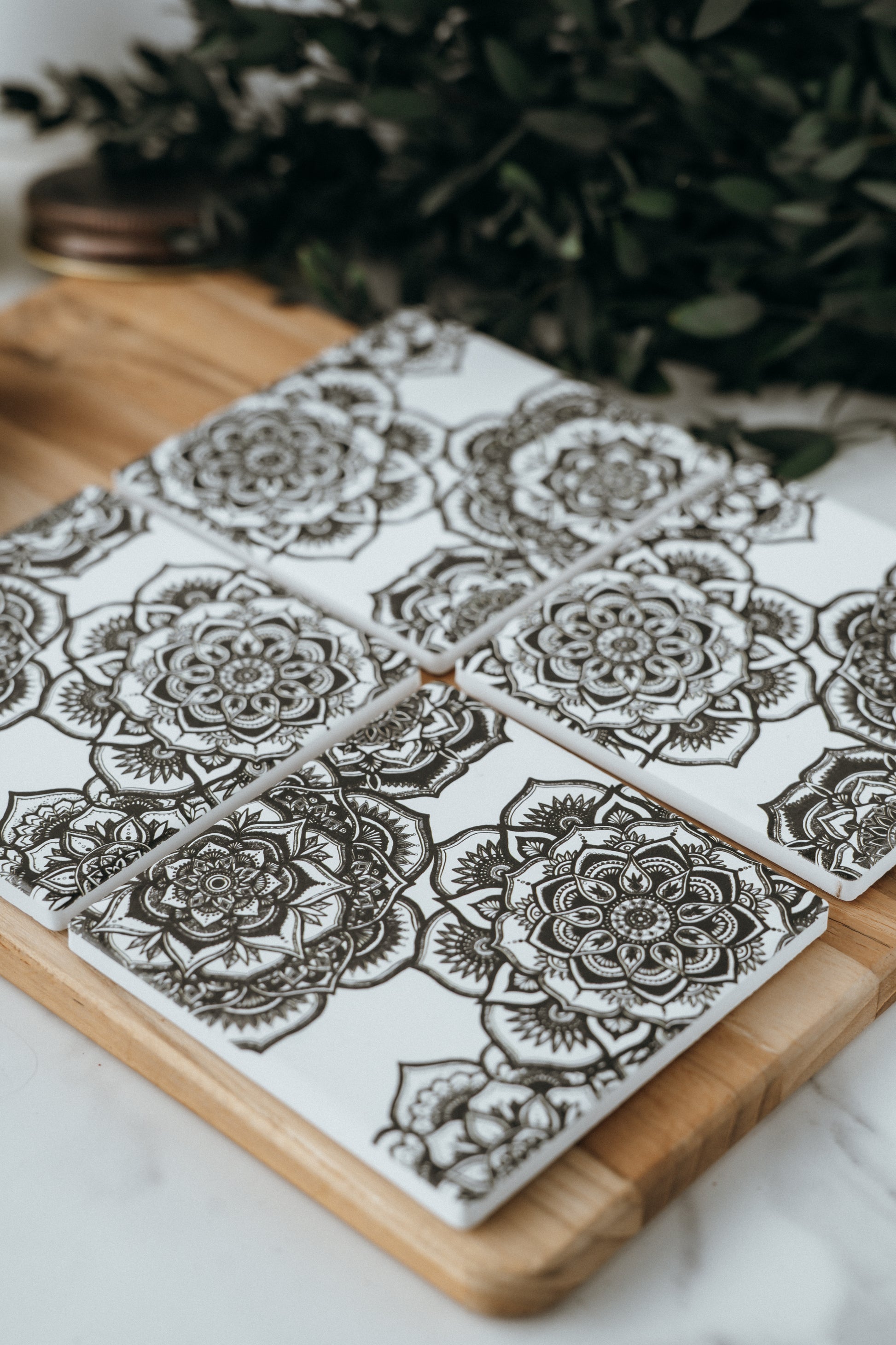Ceramic Coaster Set - Floral Fascination (XAOS)