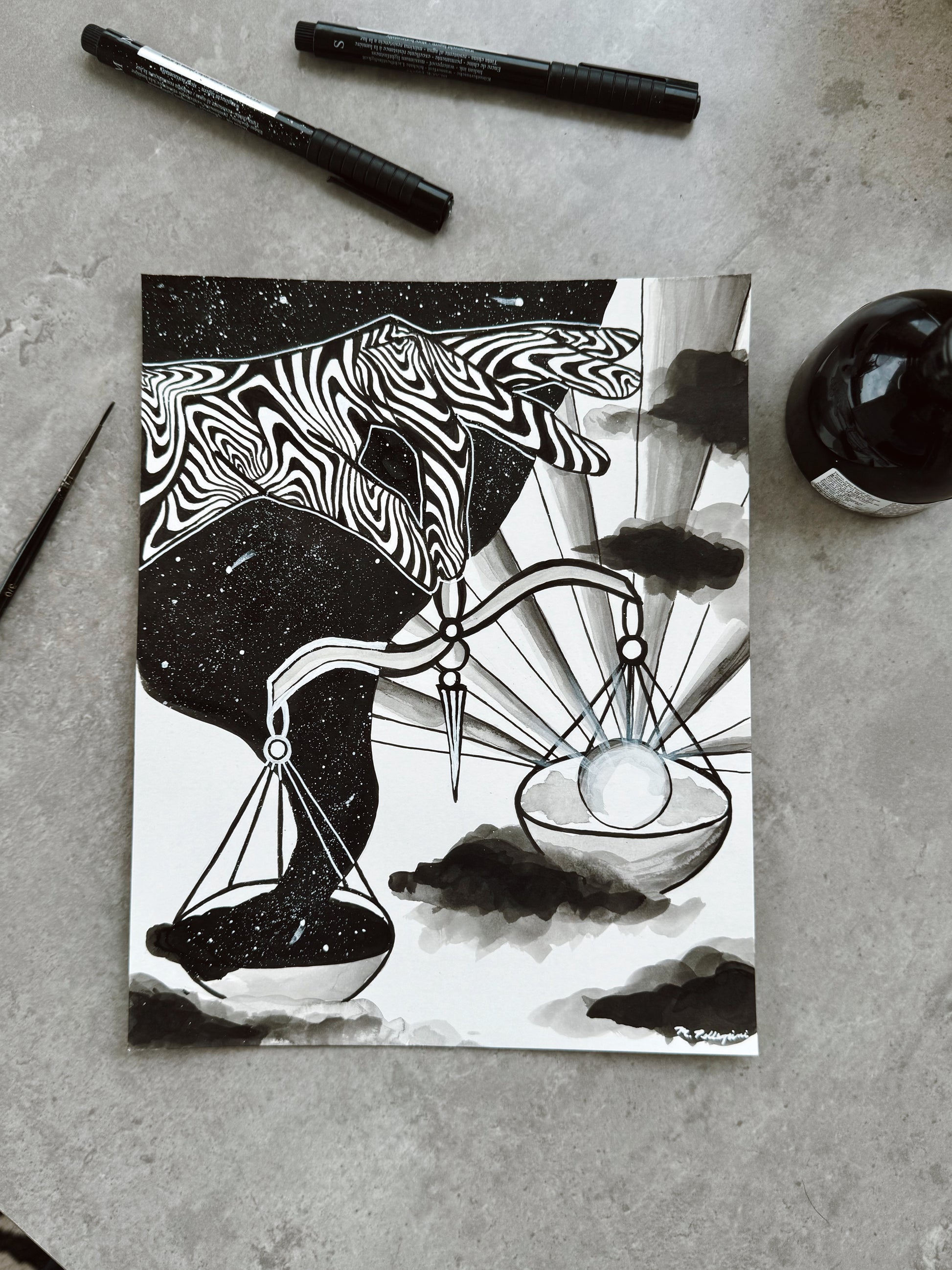 Heavy (Day 9 Prompt) - 8x10 Ink Painting