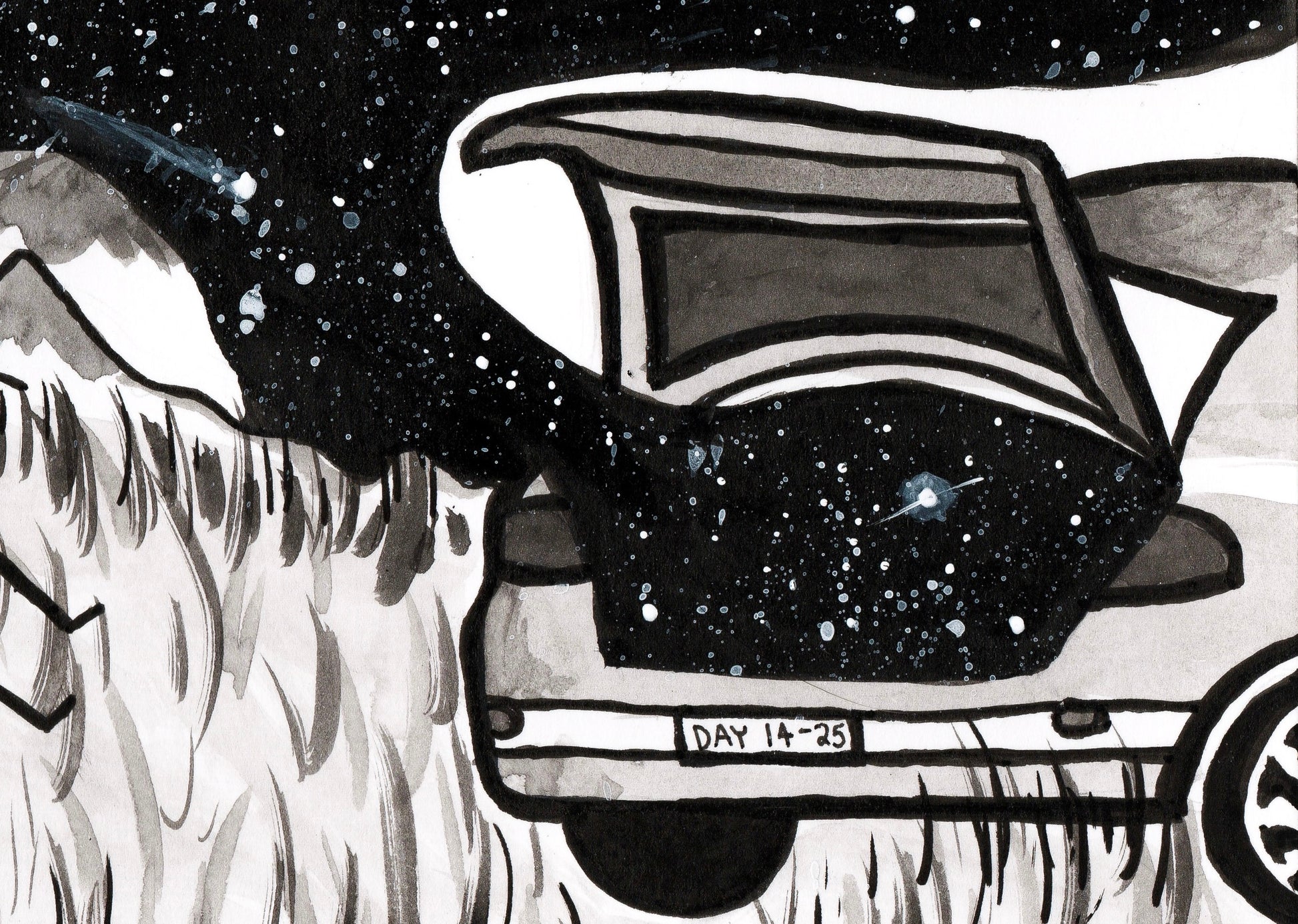 Trunk (Inktober Day 14 Prompt) - 5x7 Ink Painting - SOLD