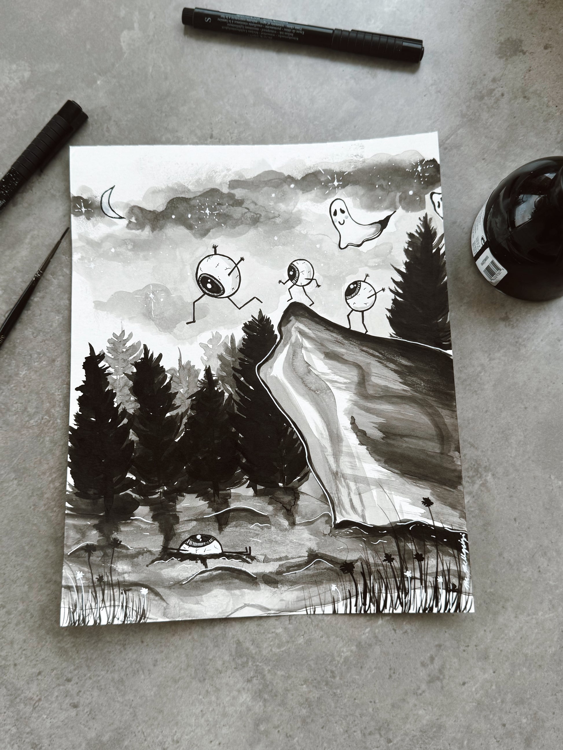 Reckless (Day 8 Prompt) - 8x10 Ink Painting - SOLD