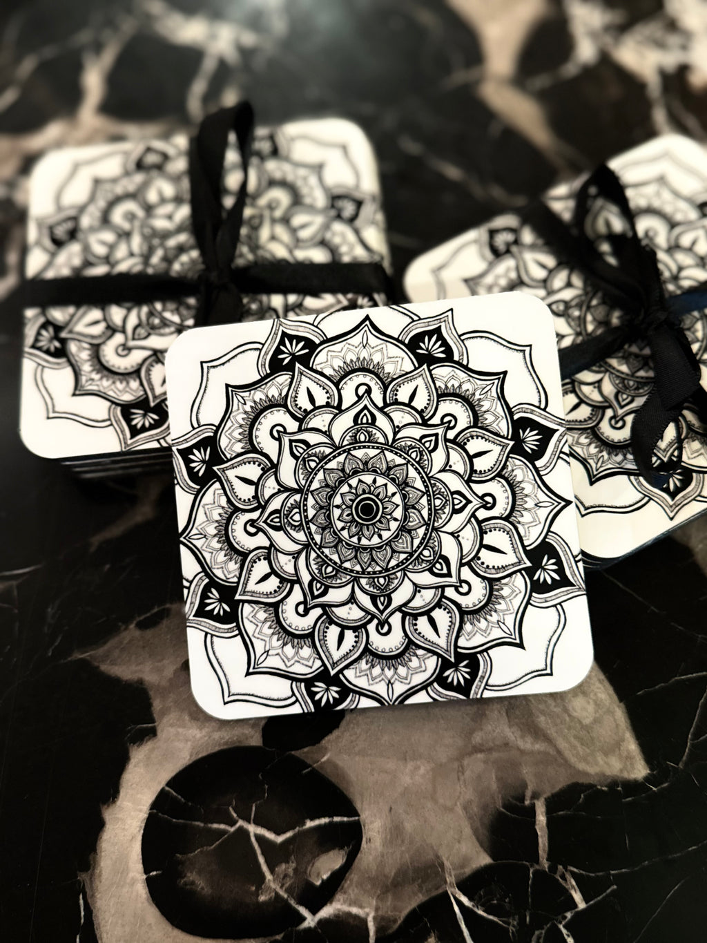Peaceful Petals Masonite Coaster Set