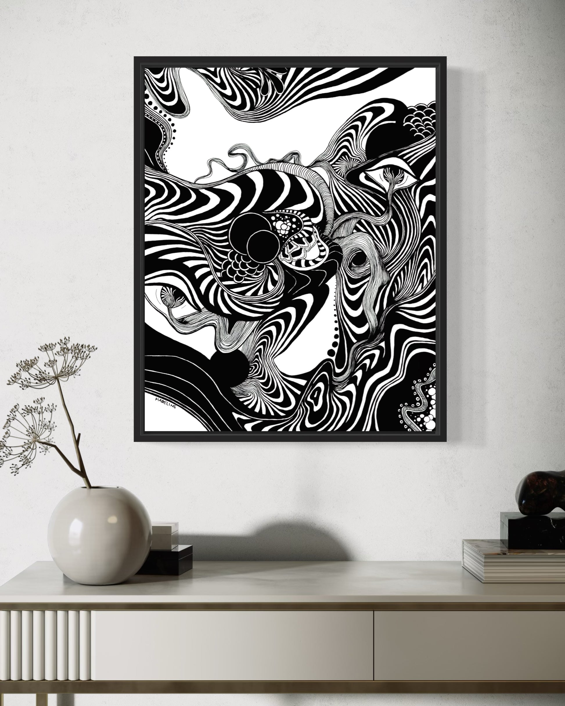 Fluidity - Original Framed Ink Painting
