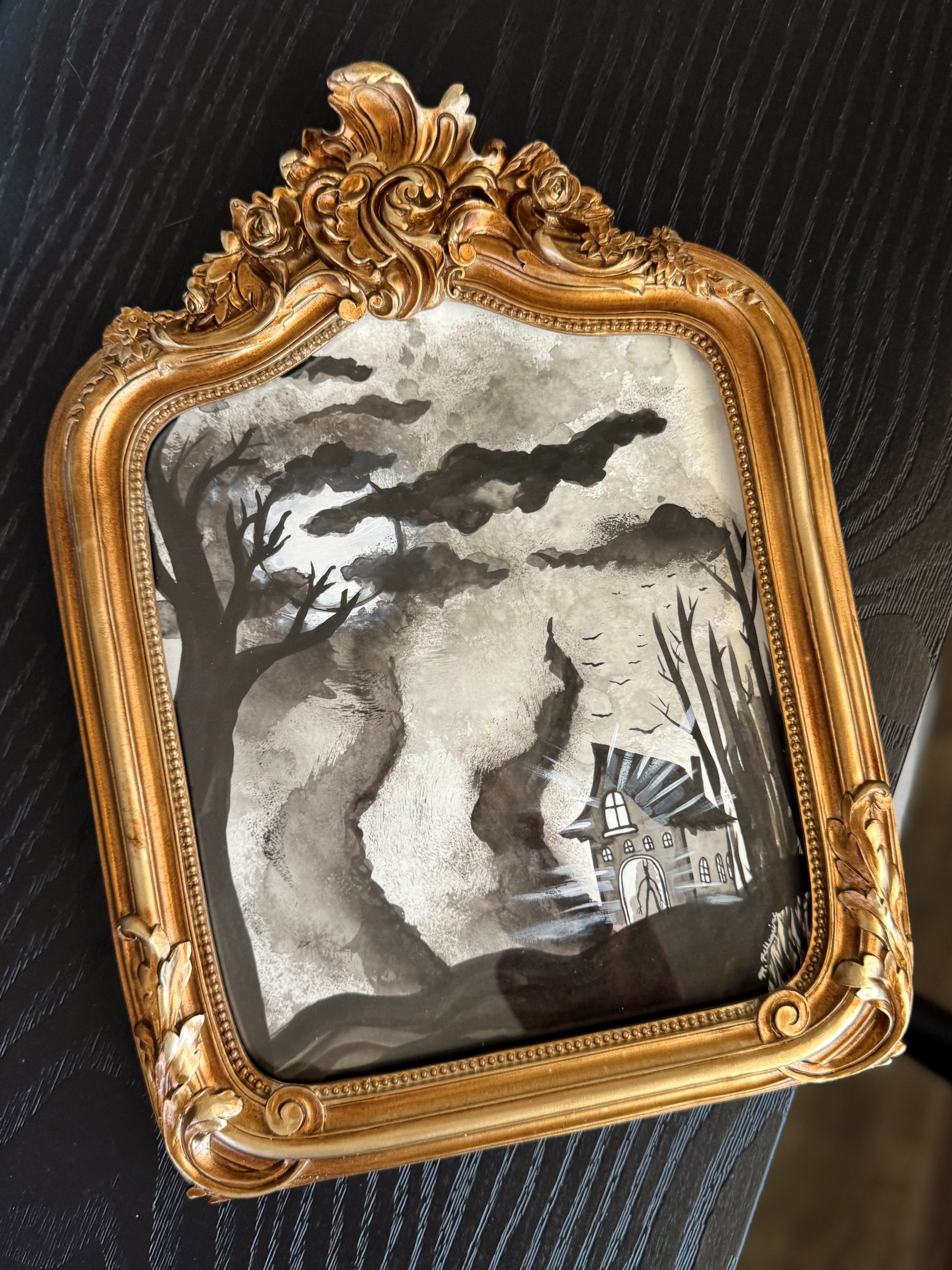 Murky (Inktober Day 4 Prompt) - Framed 8x10 Ink Painting - SOLD