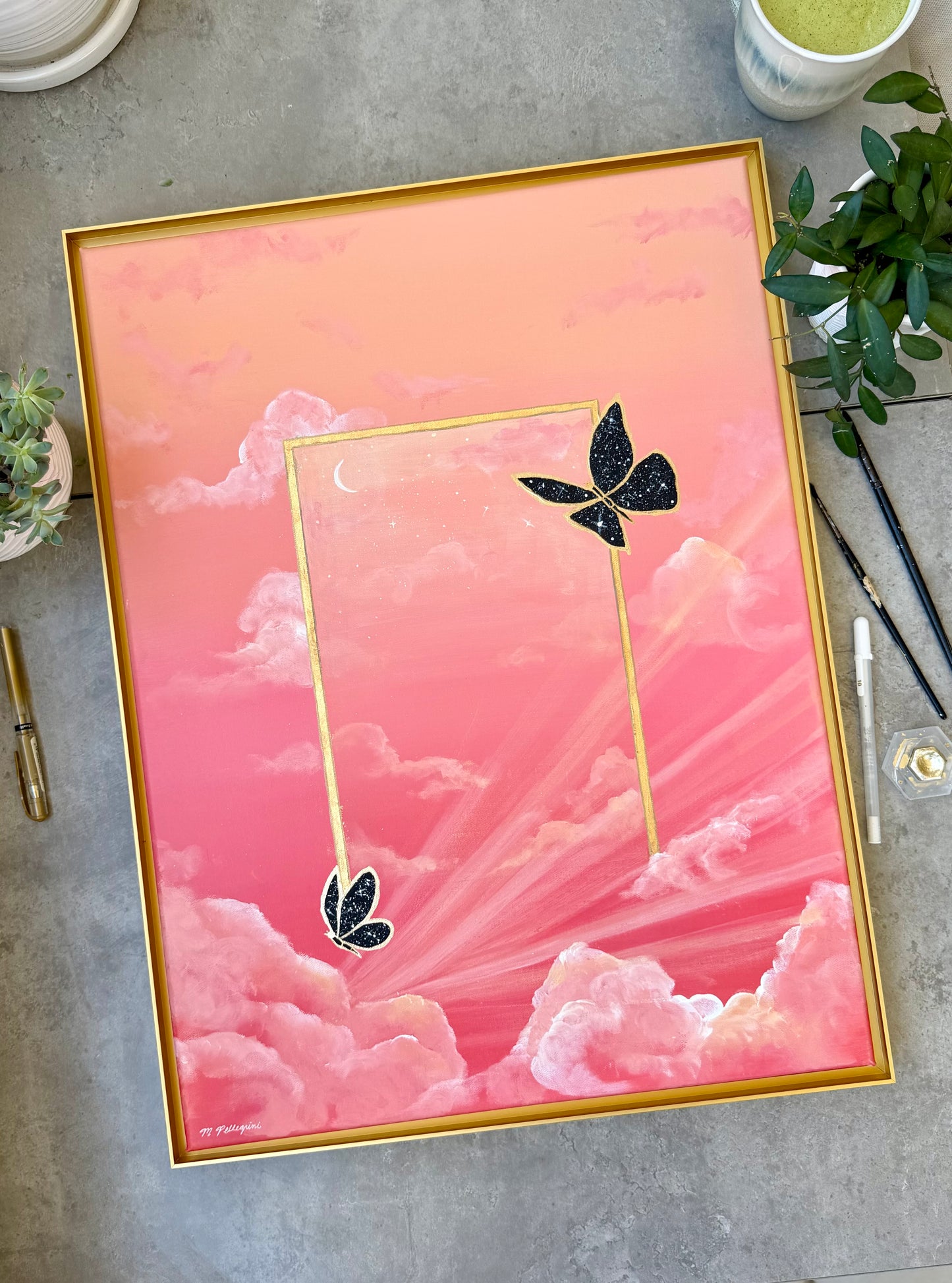 Universal Glow - Original Framed Canvas Painting