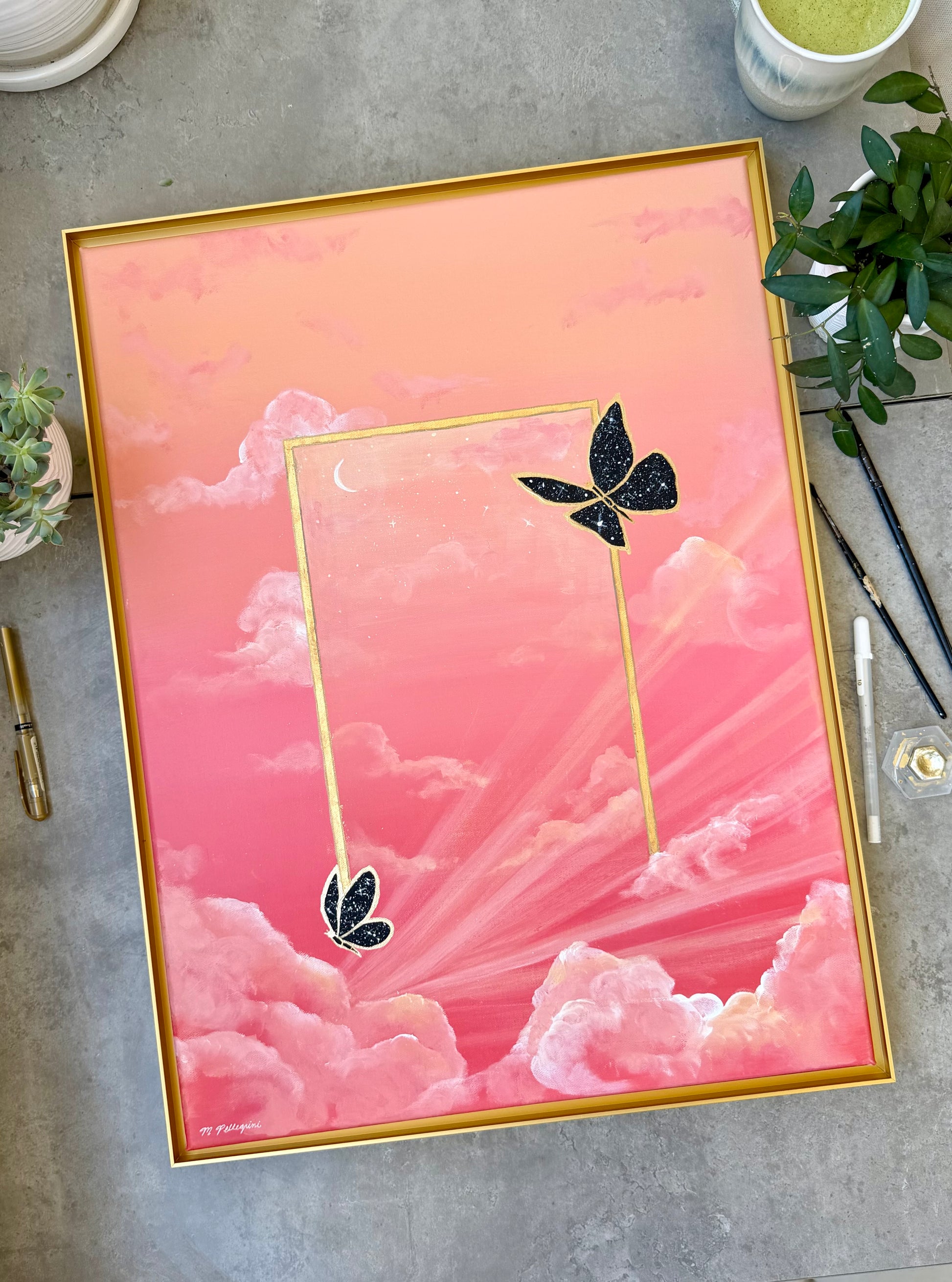 Universal Glow - Original Framed Canvas Painting