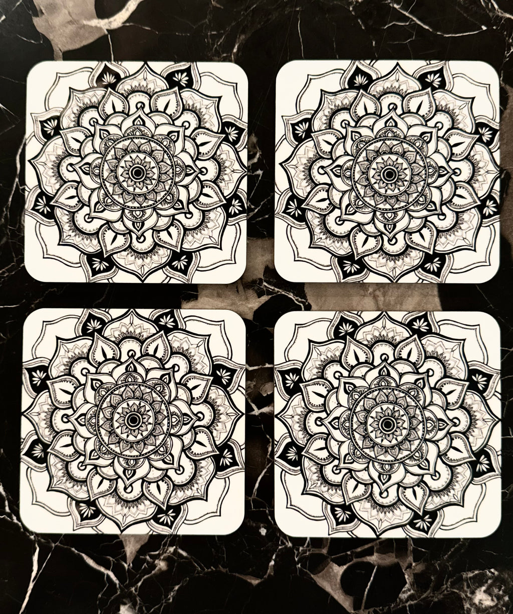 Peaceful Petals Masonite Coaster Set