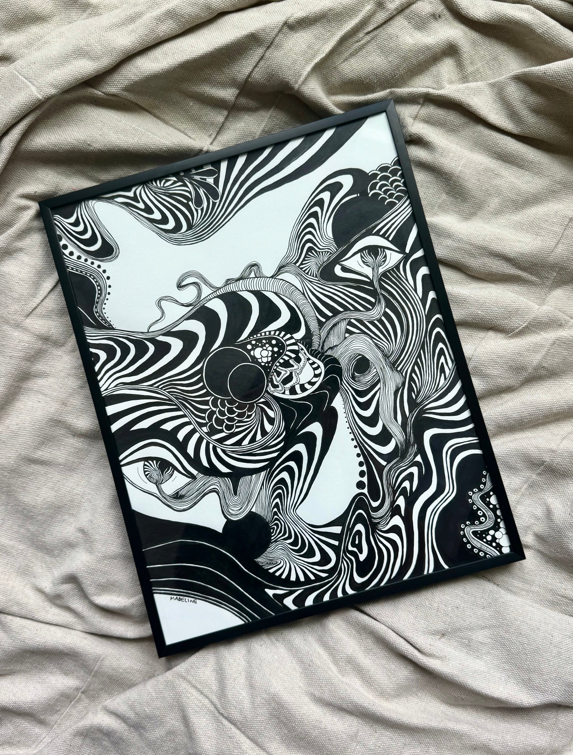 Fluidity - Original Framed Ink Painting