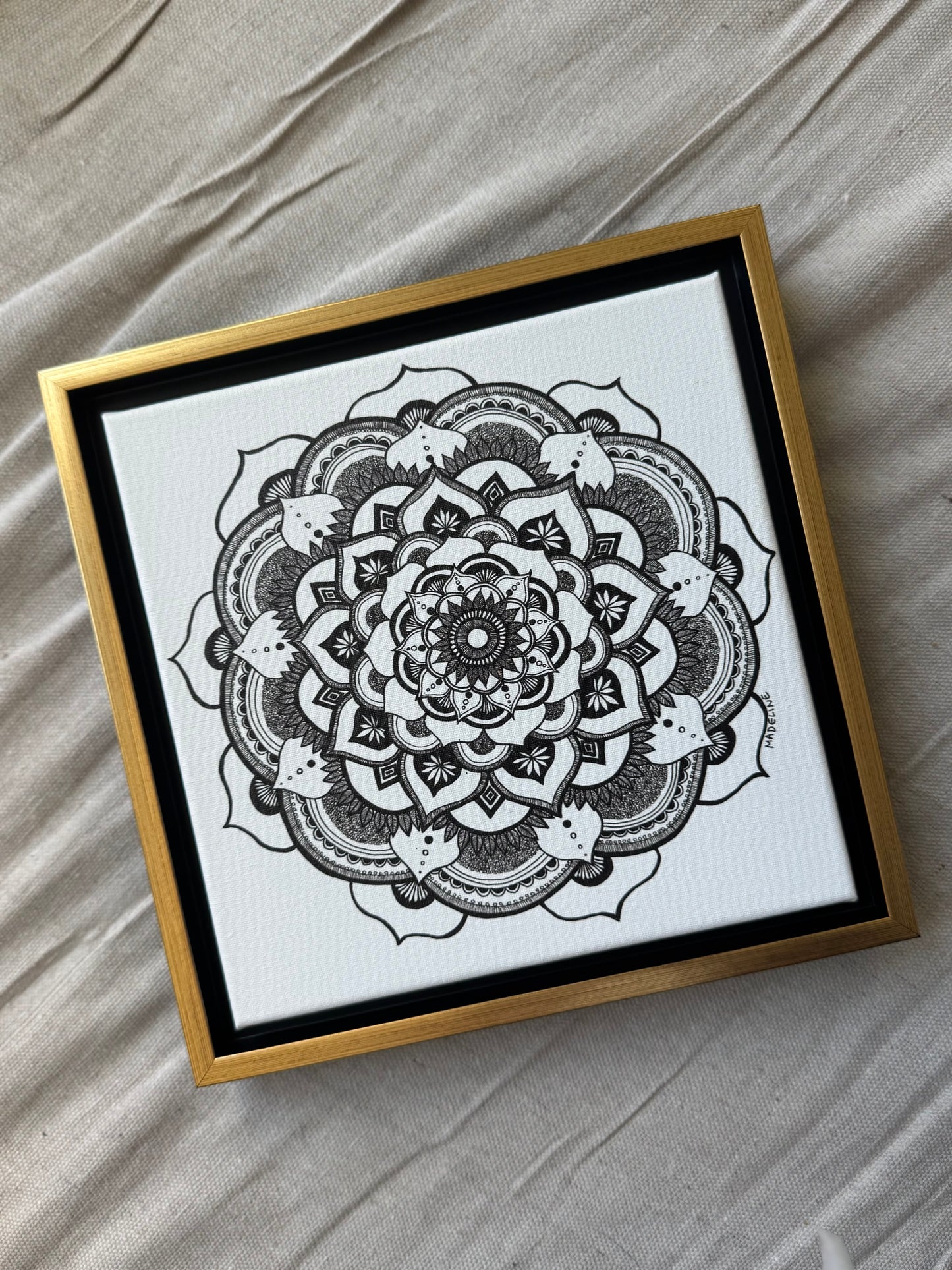 Kaleidoscope - 8x8 inch Canvas Print with Gold Floating Frame
