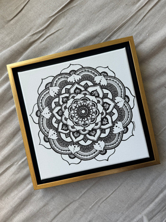 Kaleidoscope - 8x8 inch Canvas Print with Gold Floating Frame