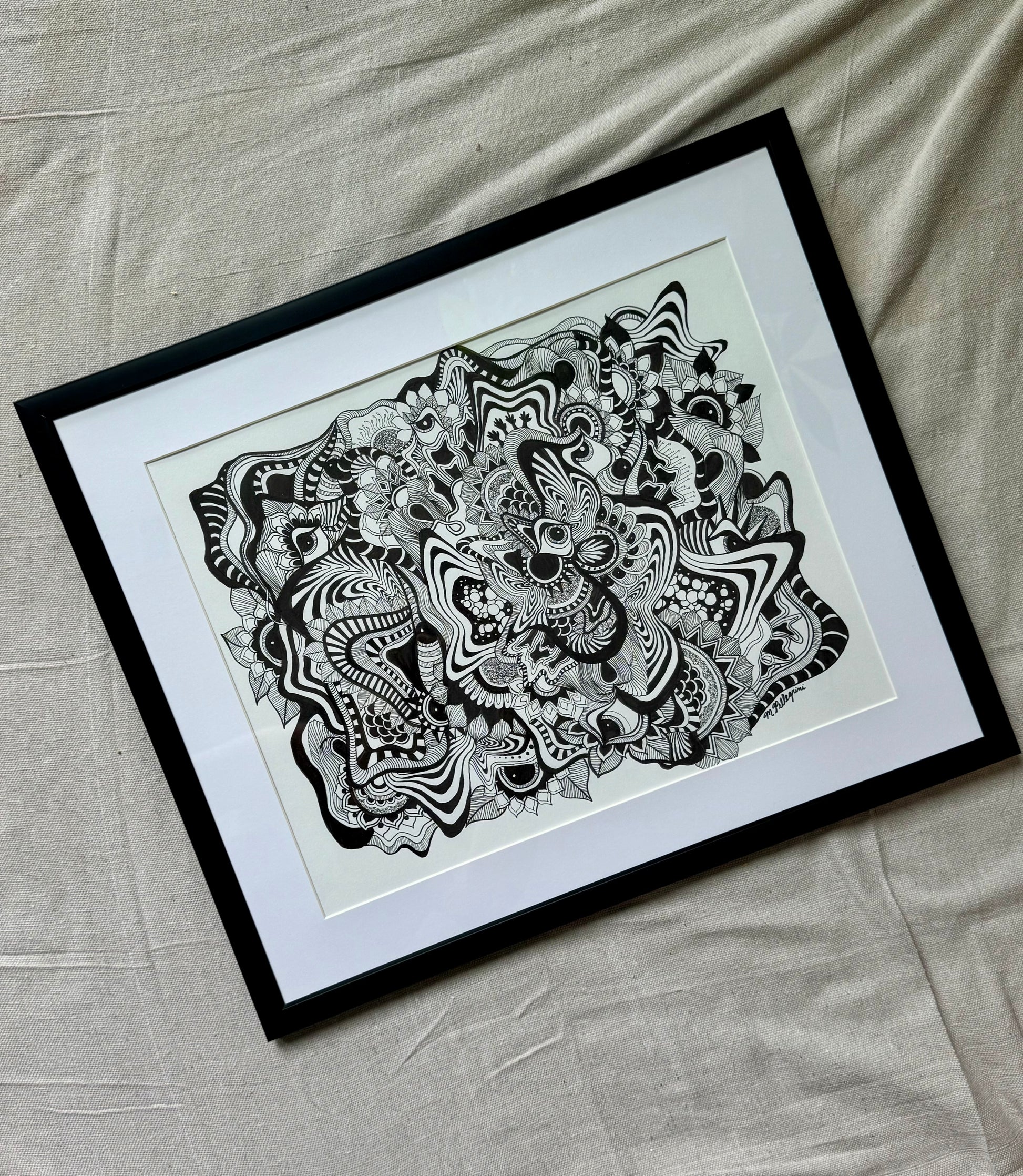Night Vision - Original Framed Ink Drawing