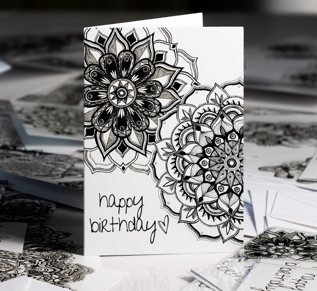 Mandala Blossoms “Happy Birthday” - 5x7 Birthday Card (XAOS)