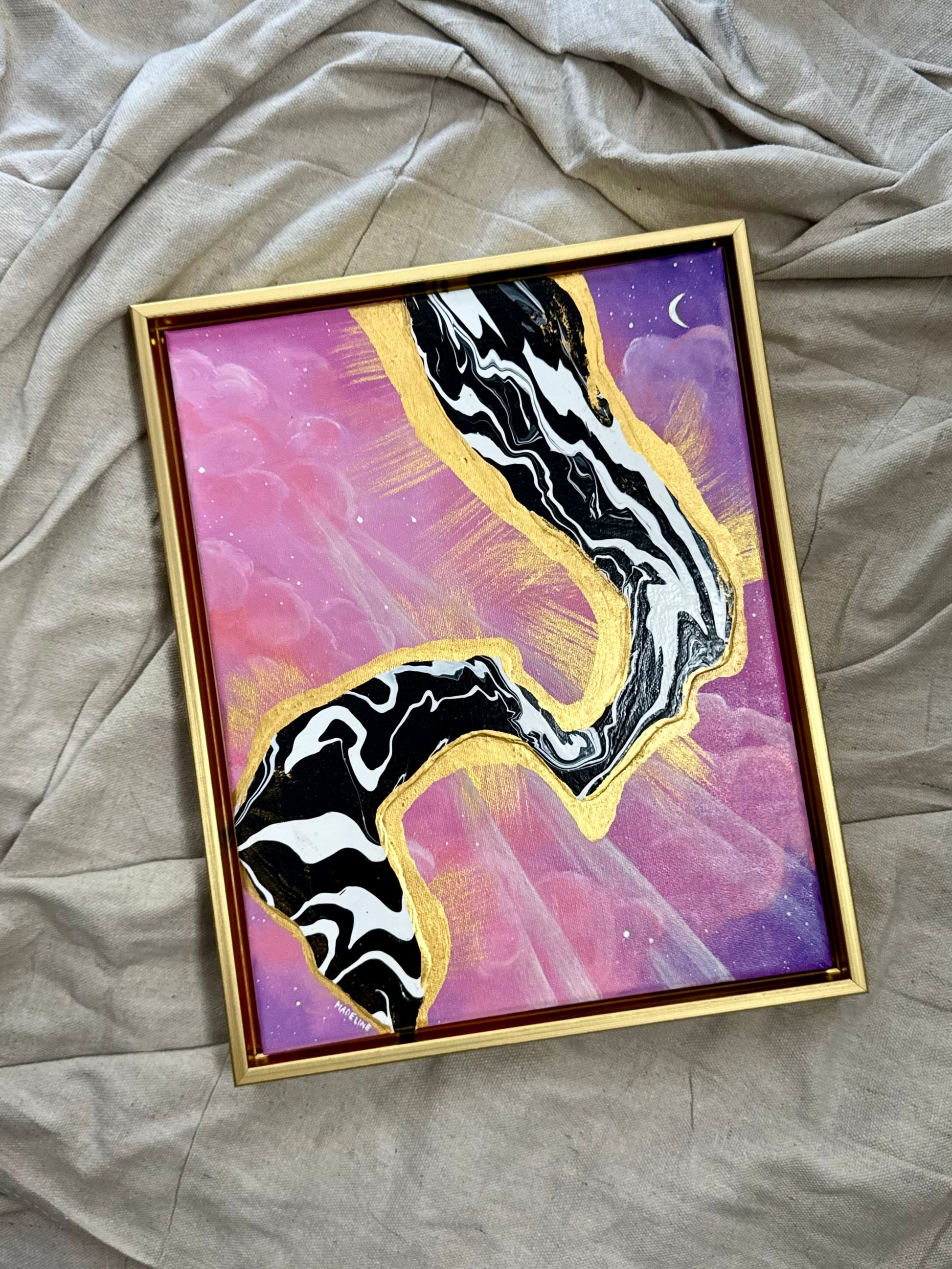Pink Dreamscape - Original Framed Canvas Painting