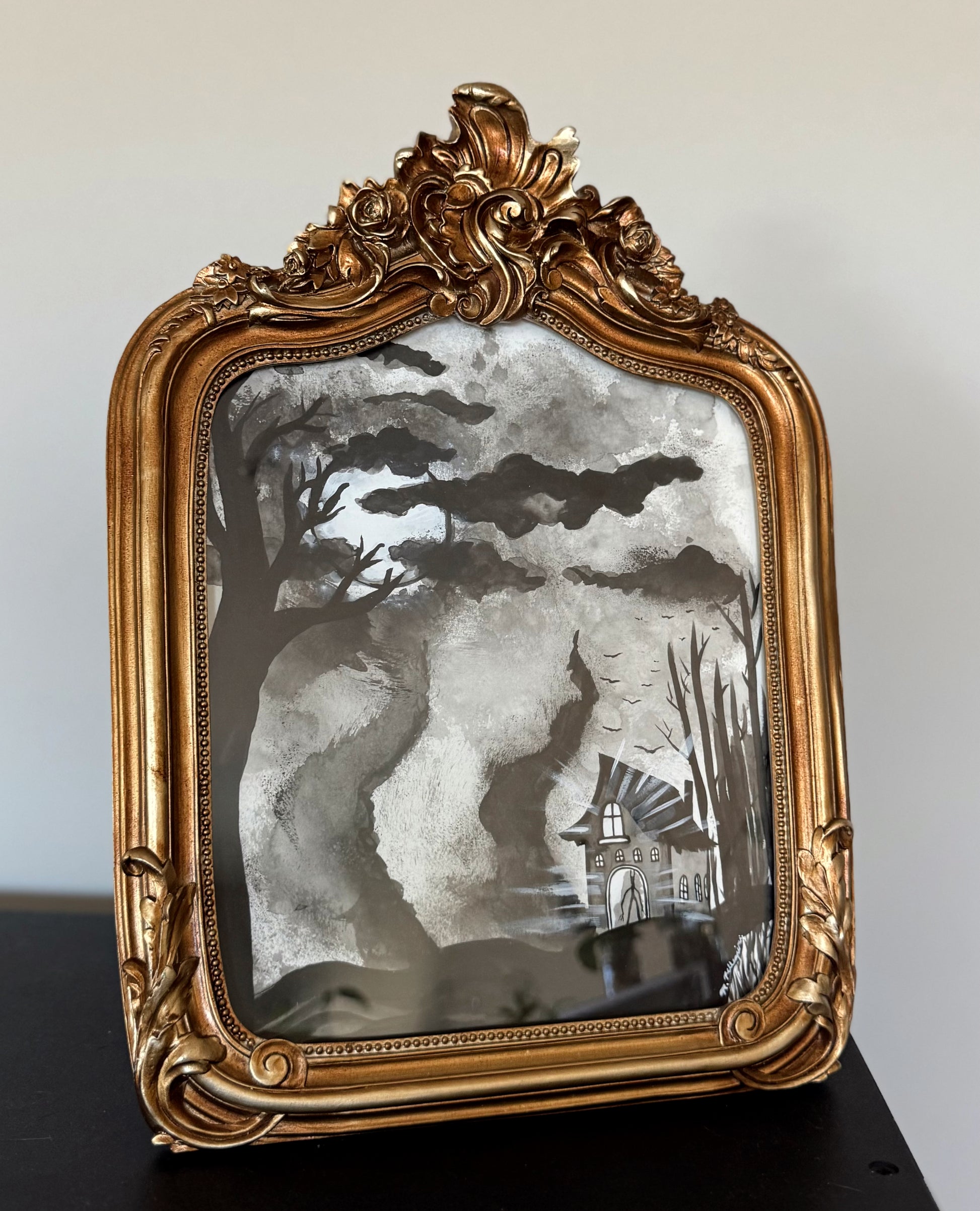 Murky (Inktober Day 4 Prompt) - Framed 8x10 Ink Painting - SOLD