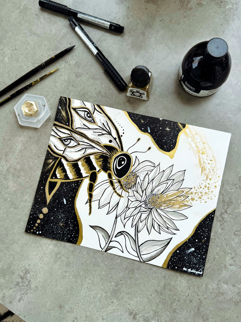 Sting (Inktober Day 11 Prompt) - 8x10 Ink Painting