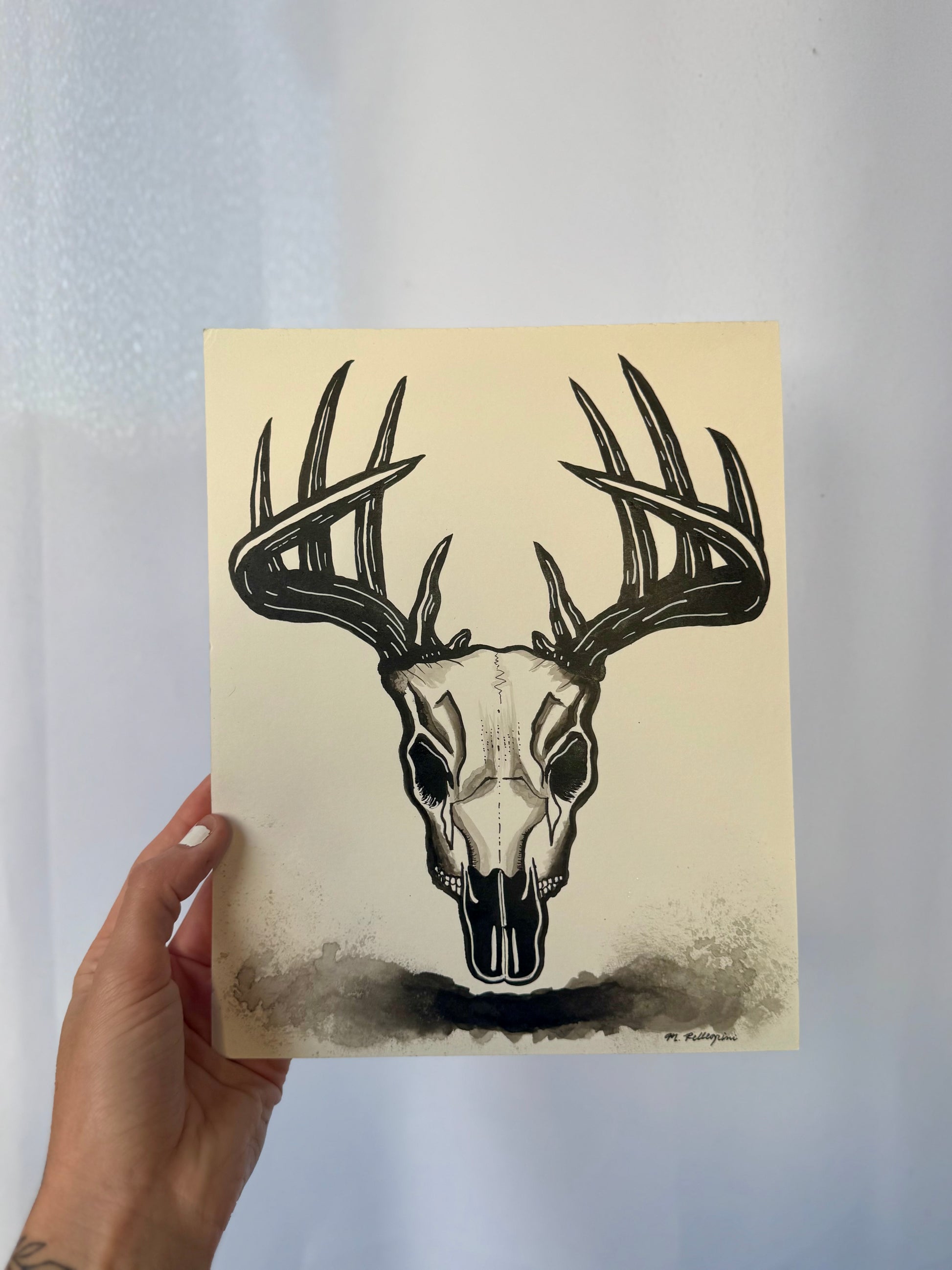 Deer (Day 5 Prompt) - 8x10 Ink Painting - SOLD