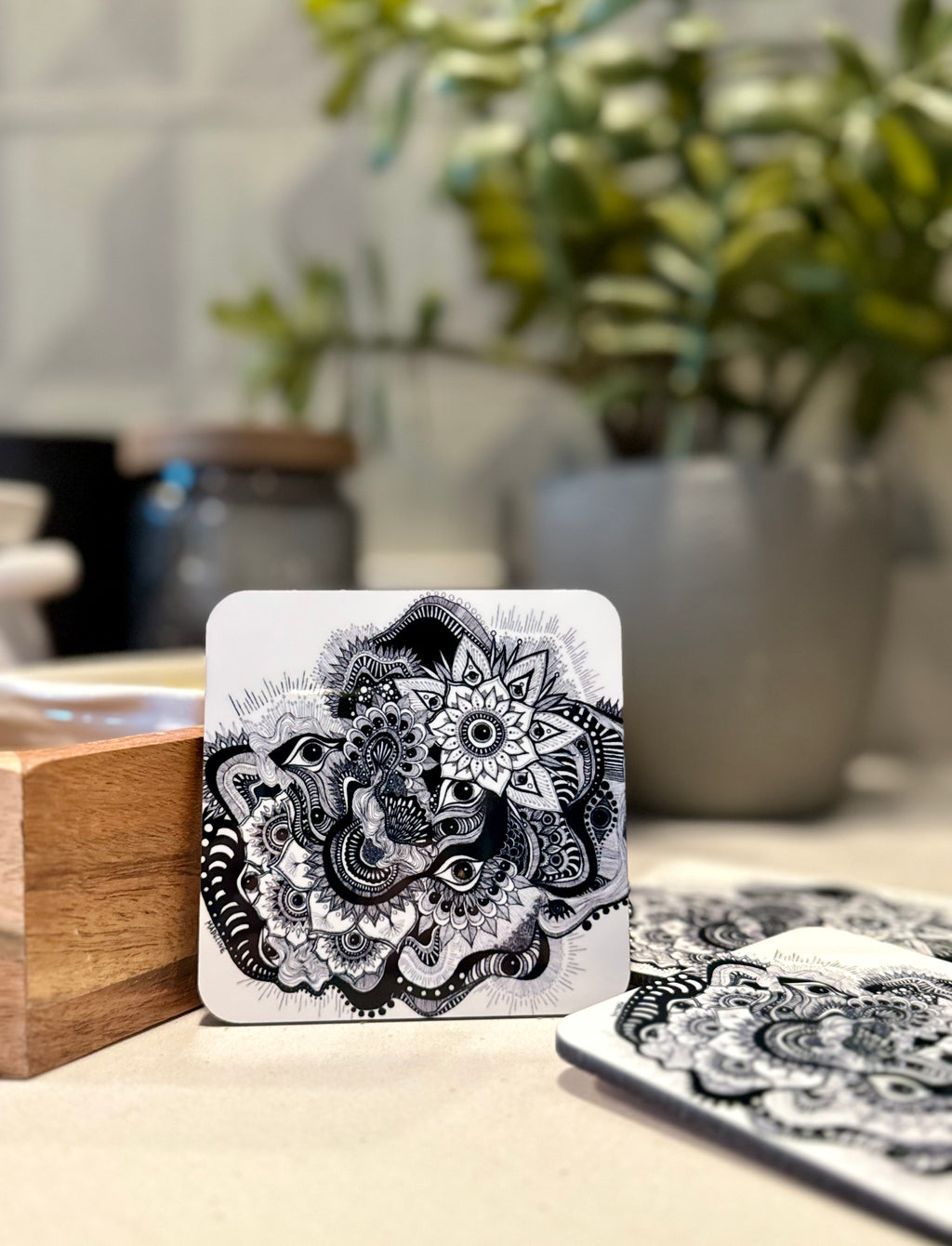 Garden of Eyes Masonite Coaster Set