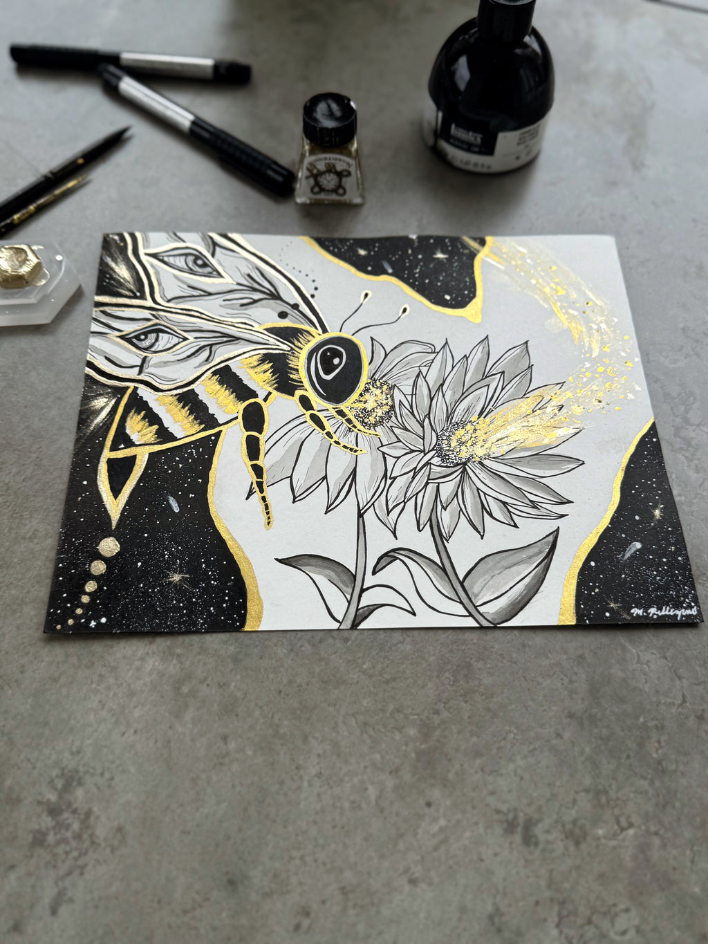 Sting (Inktober Day 11 Prompt) - 8x10 Ink Painting