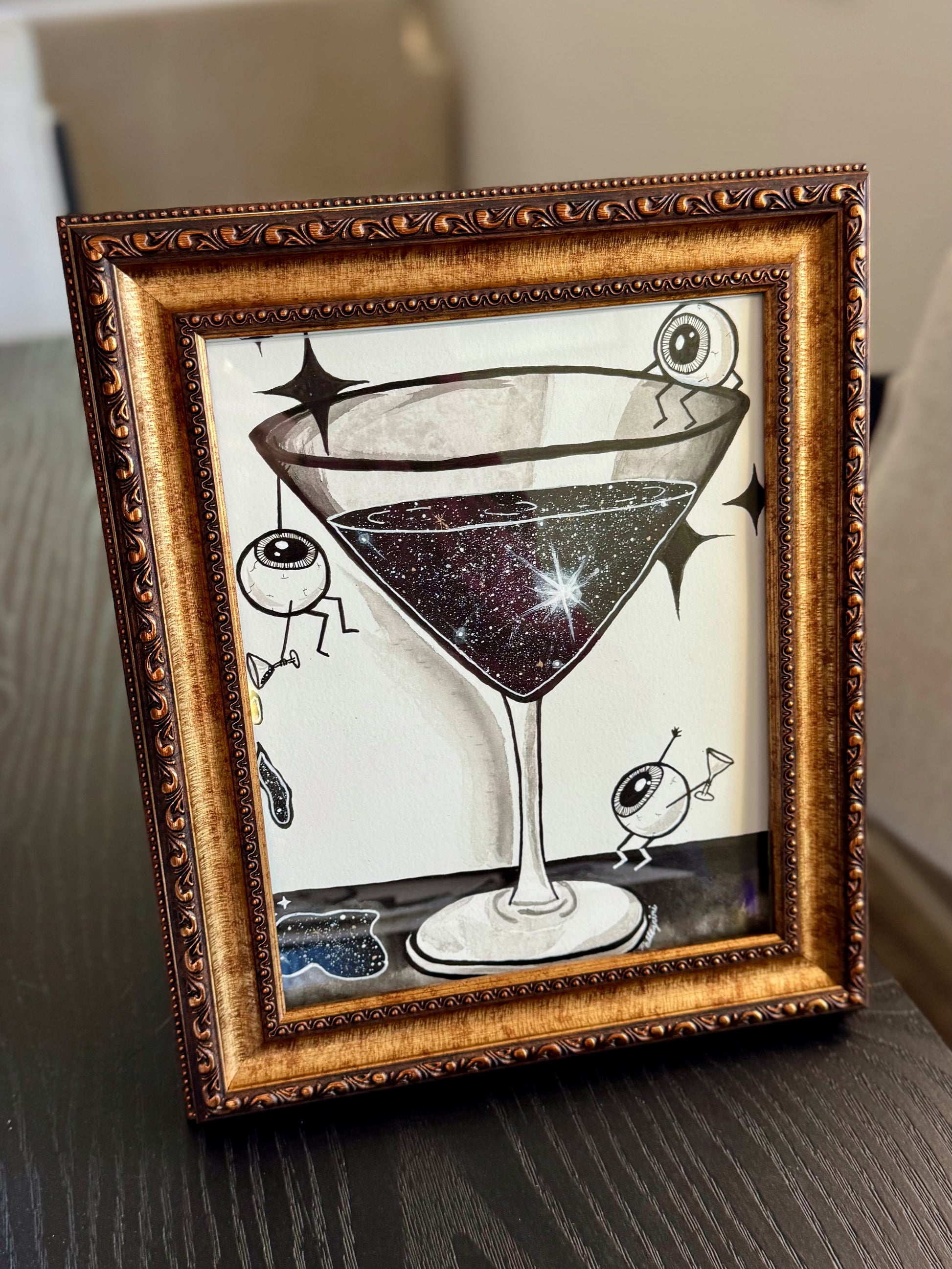 Drink (Inktober Day 13 Prompt) - Framed 8x10 Ink Painting - SOLD