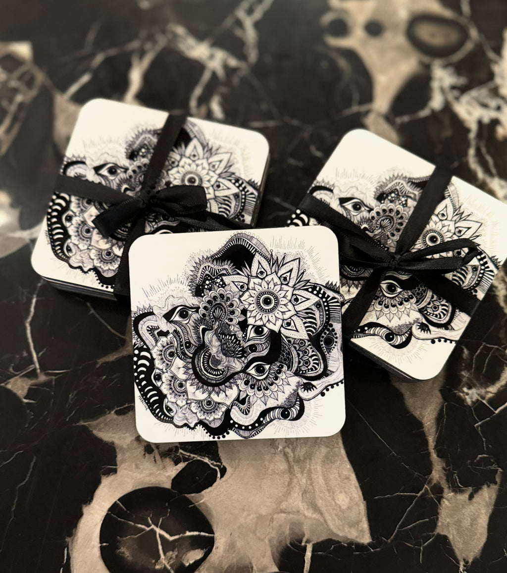 Garden of Eyes Masonite Coaster Set