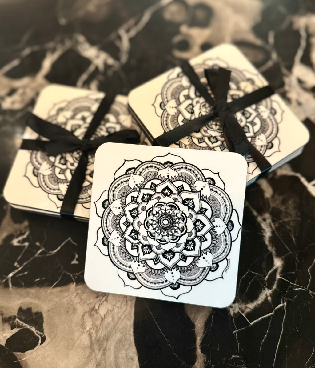 Kaleidoscope Masonite Coaster Set