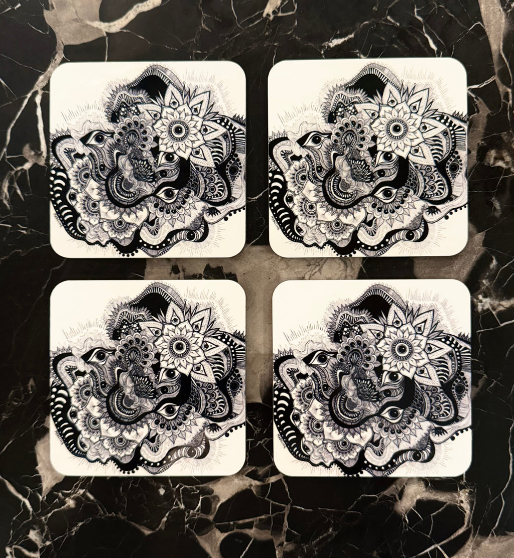Garden of Eyes Masonite Coaster Set