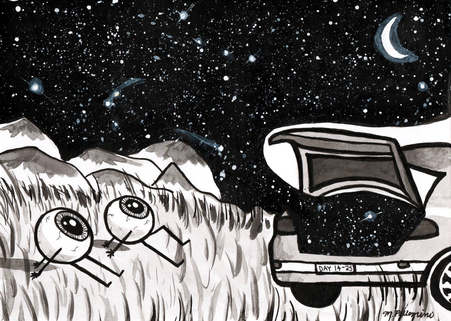 Trunk (Inktober Day 14 Prompt) - 5x7 Ink Painting - SOLD