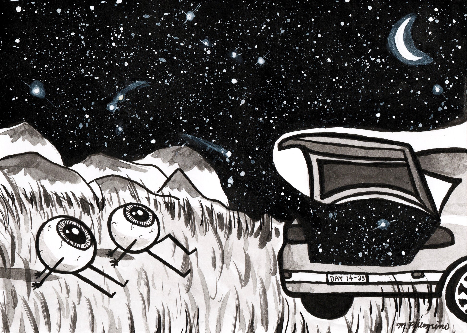 Trunk (Inktober Day 14 Prompt) - 5x7 Ink Painting - SOLD