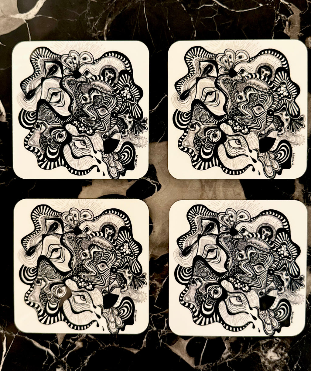 Vision Illusion Masonite Coaster Set