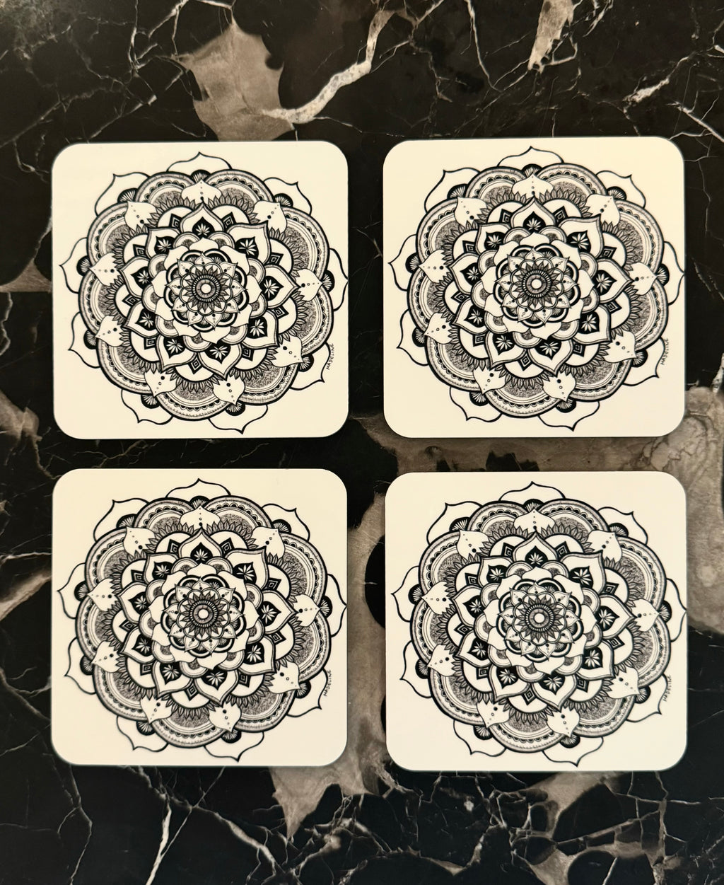 Kaleidoscope Masonite Coaster Set
