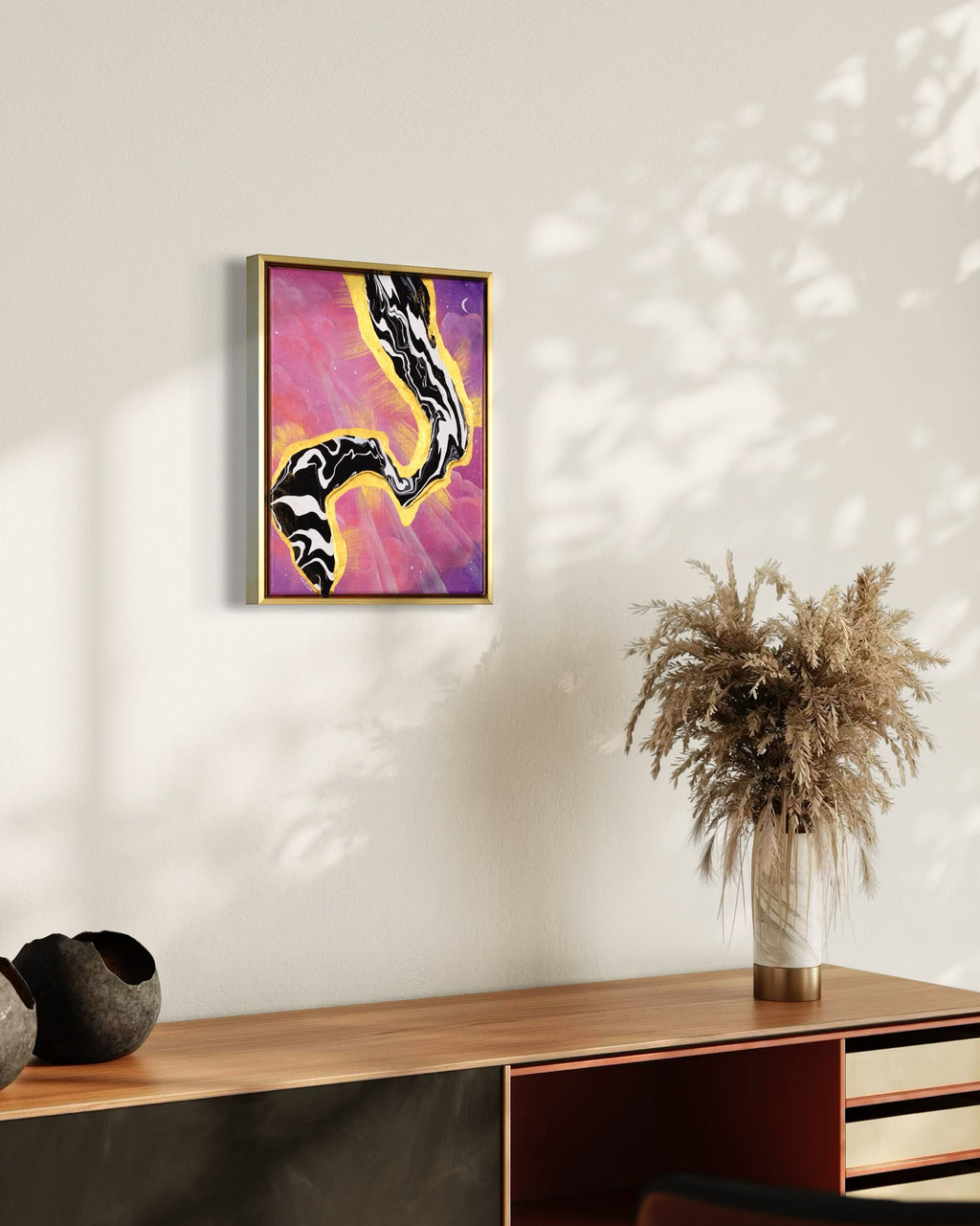 Pink Dreamscape - Original Framed Canvas Painting